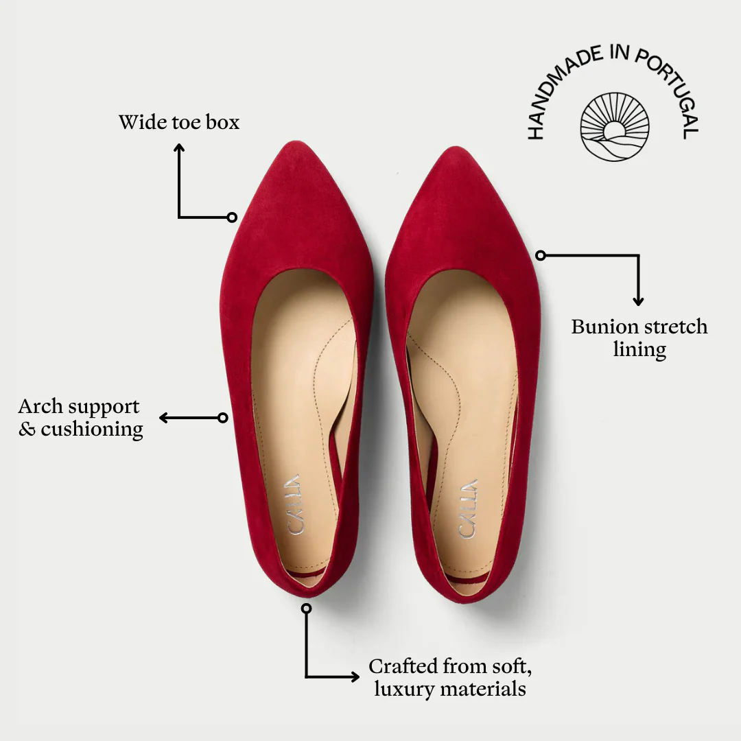 Agata - Deep Red Suede Ballerinas - Image 3