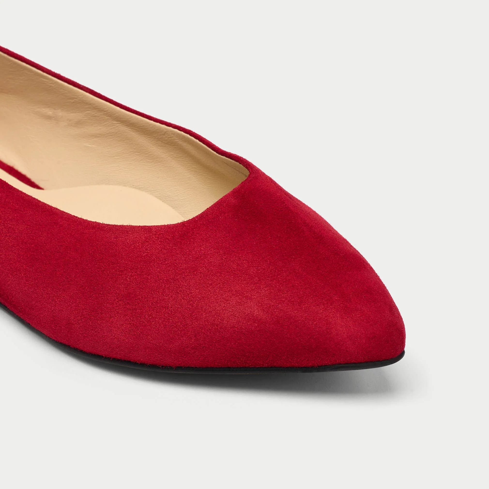 Agata - Deep Red Suede Ballerinas - Image 4