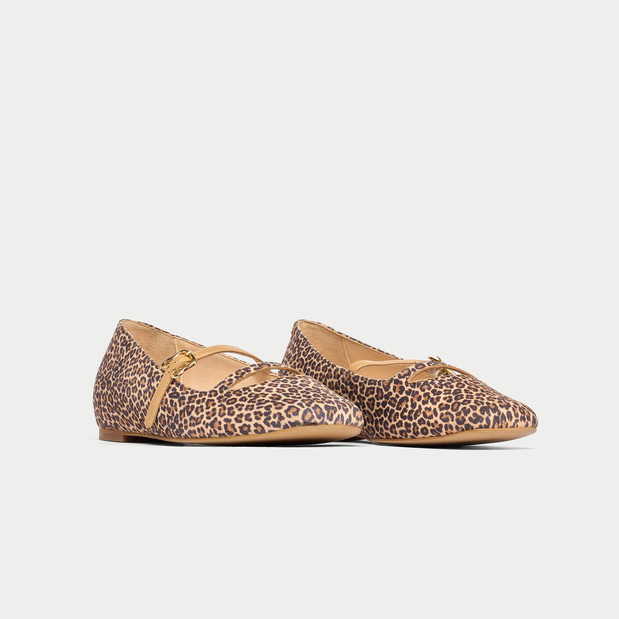 Alexa - Beige Leopard Leather Ballerinas - Image 2