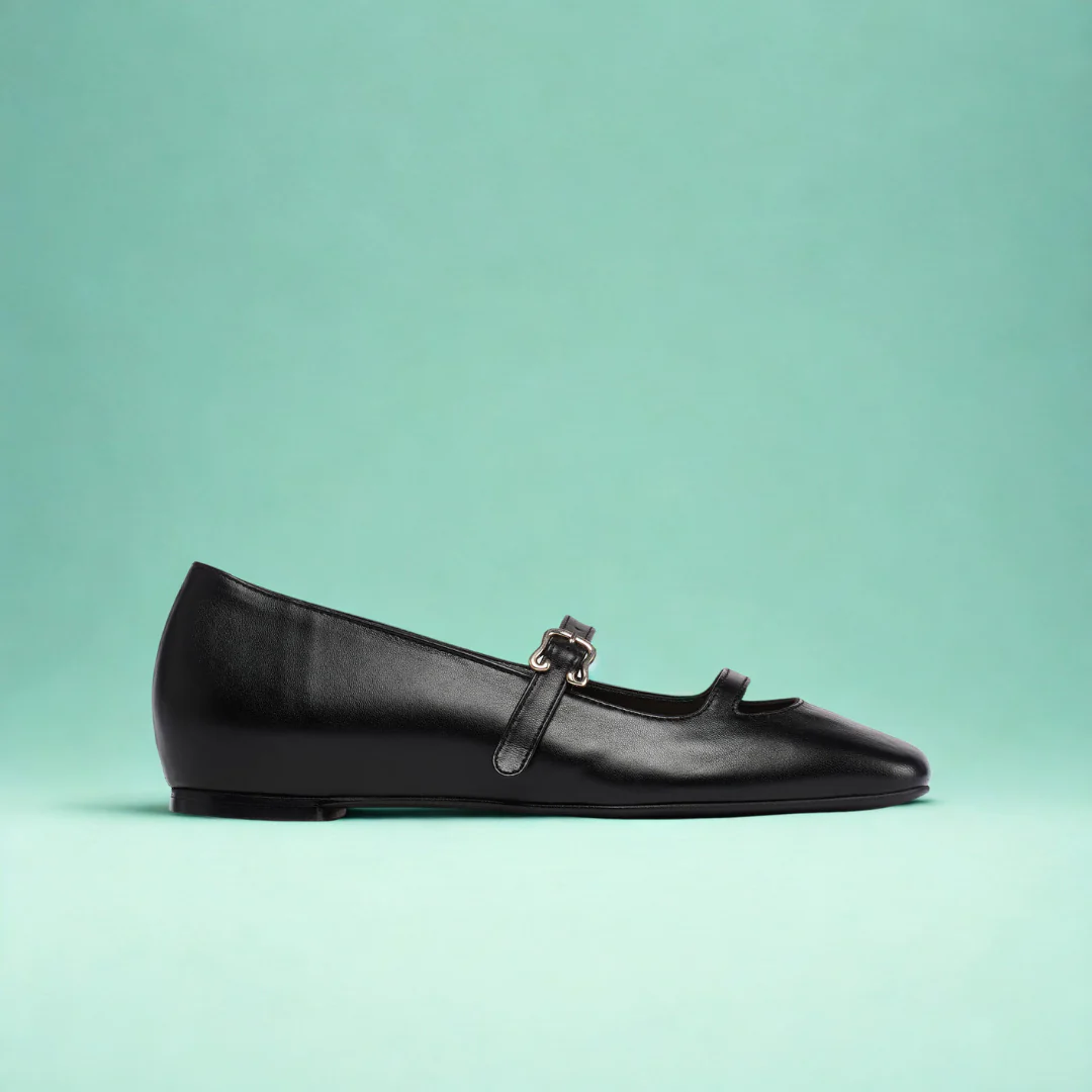 Alexa - Black Leather Ballerinas