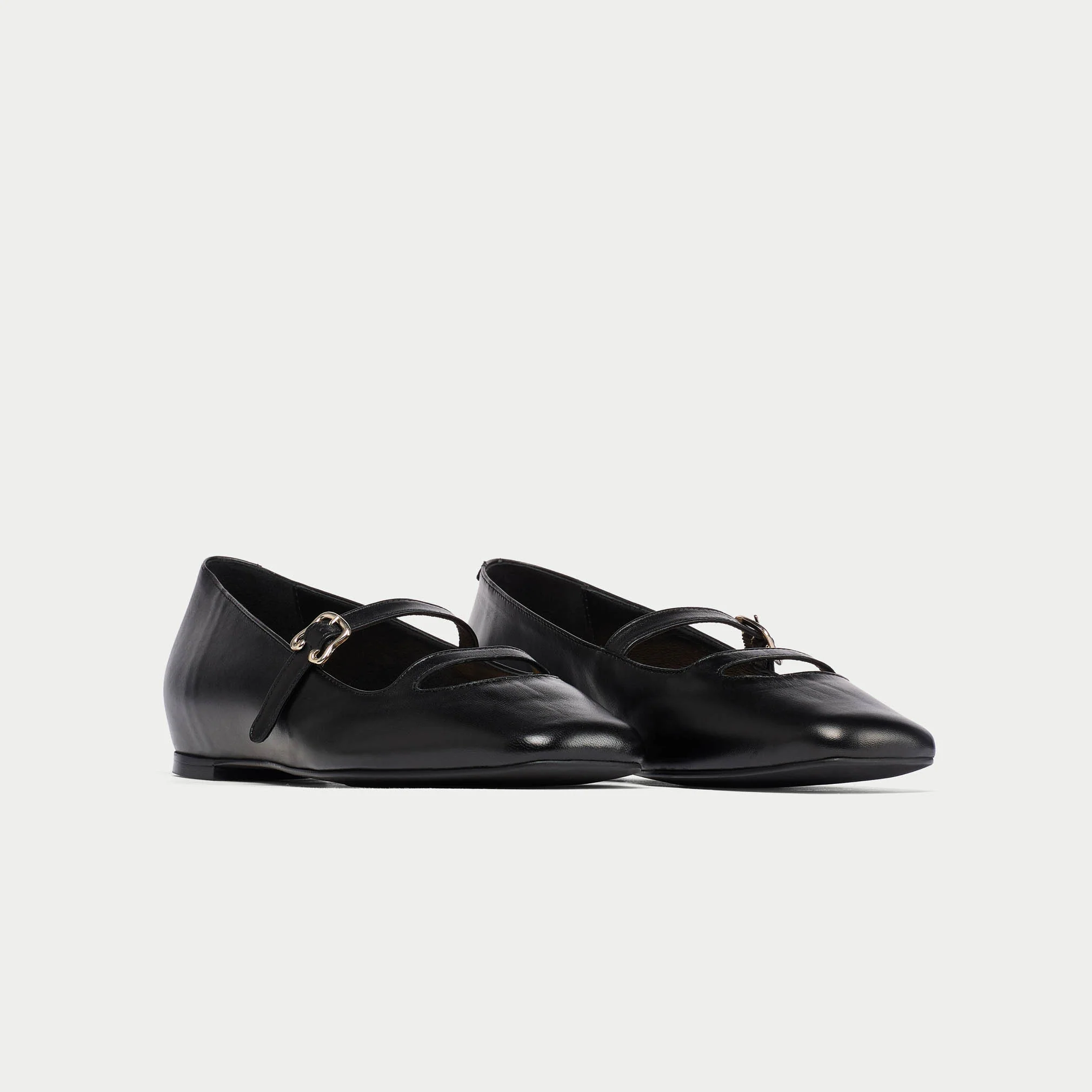 Alexa - Black Leather Ballerinas - Image 2
