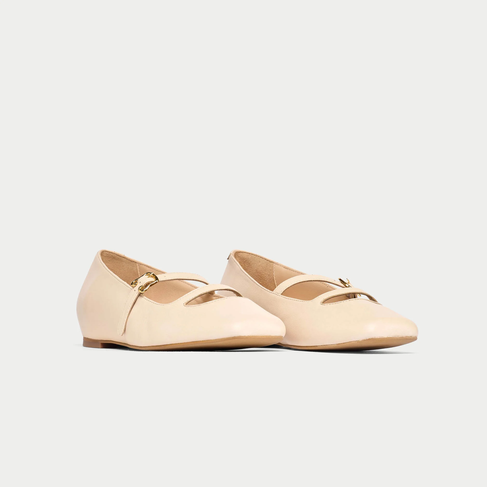 Alexa - Vanilla Cream Leather Ballerinas - Image 2