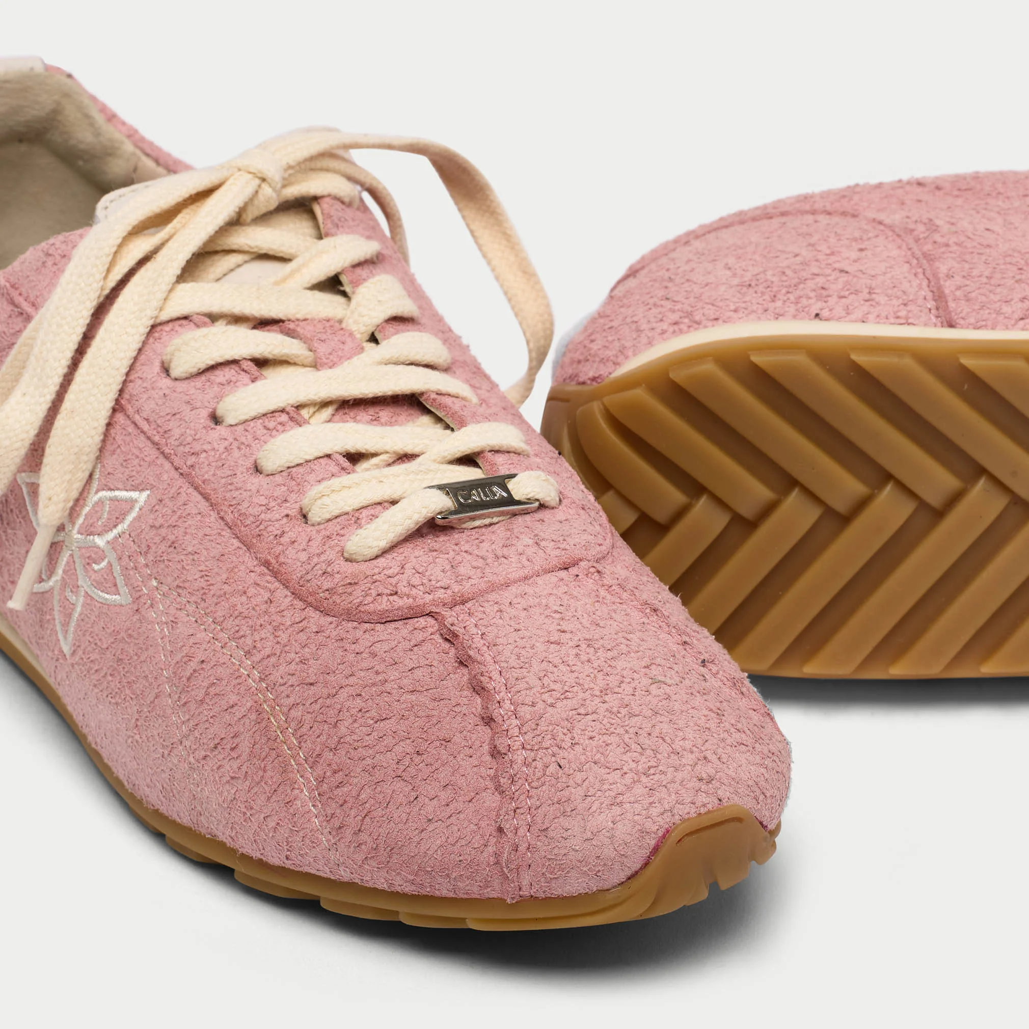 Aurora - Baby Pink Suede Wide Fit Sneakers - Image 5