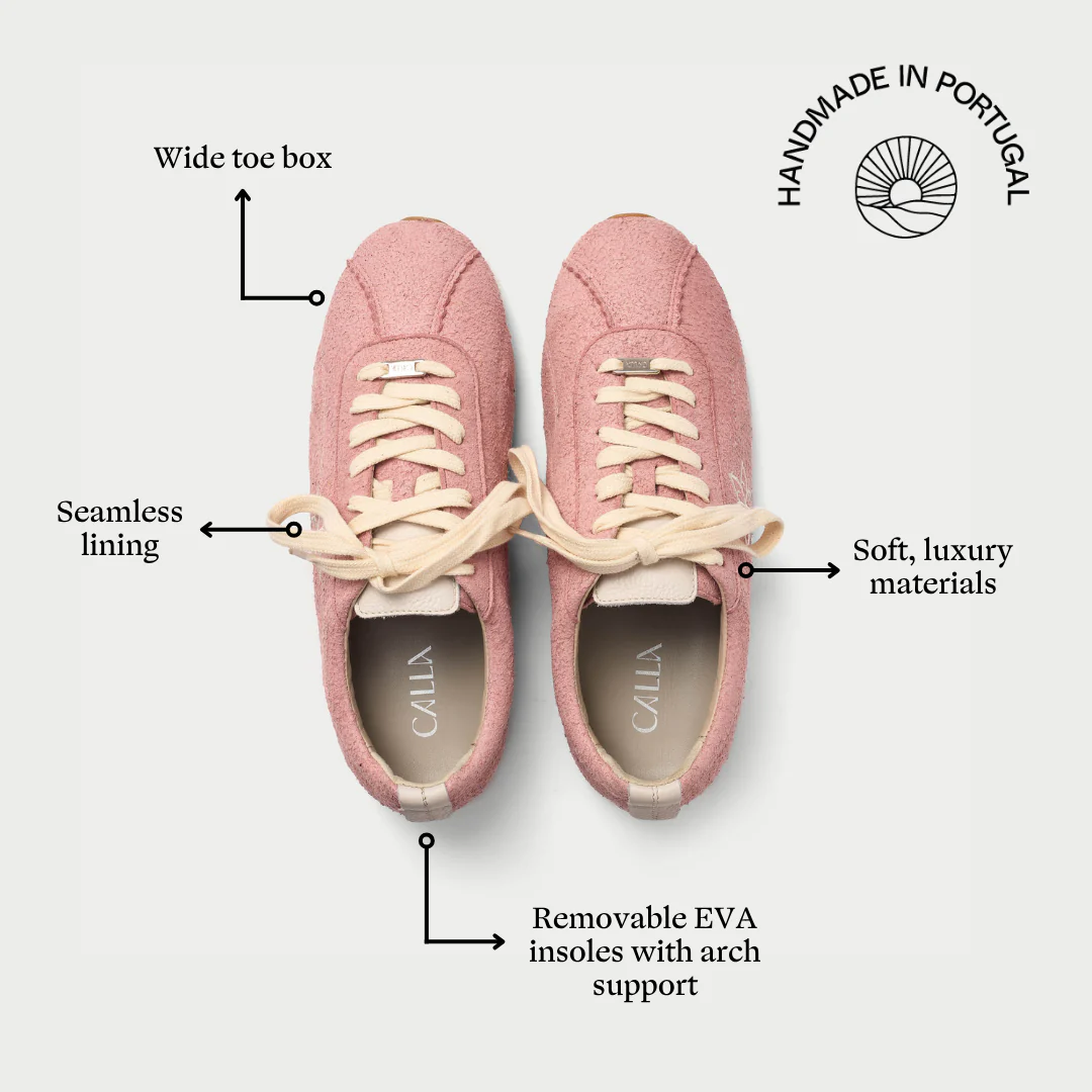 Aurora - Baby Pink Suede Wide Fit Sneakers - Image 7