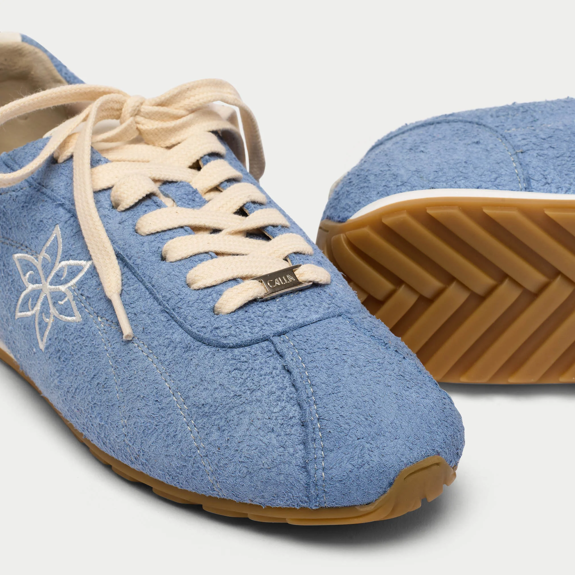 Aurora - Ice Blue Suede Wide Fit Sneakers - Image 4