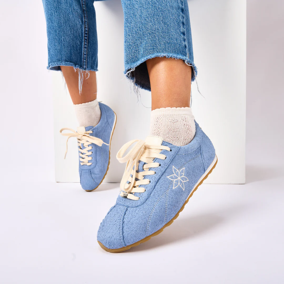 Aurora - Ice Blue Suede Wide Fit Sneakers - Image 8