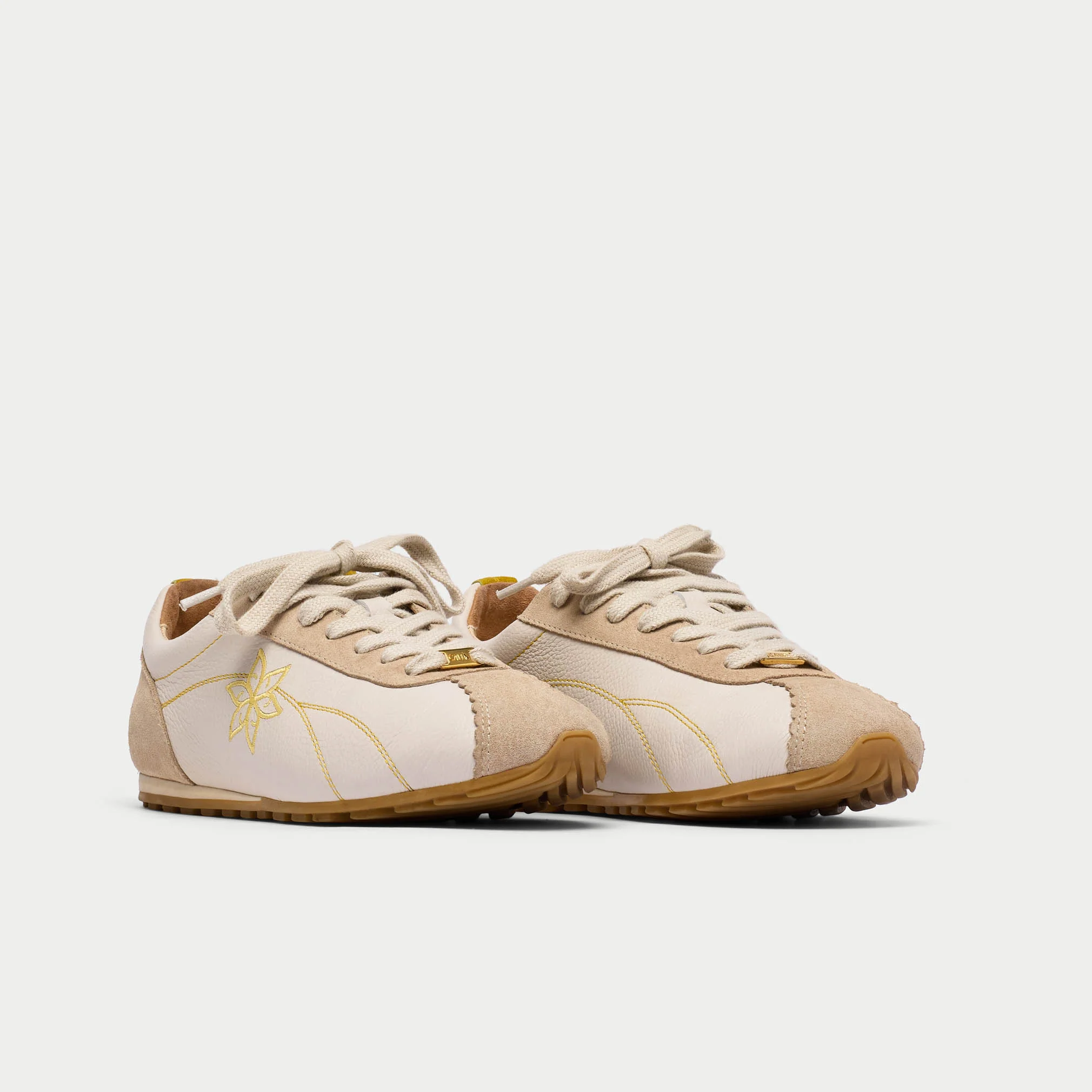 Aurora - Off White & Mustard Wide Fit Sneakers - Image 4