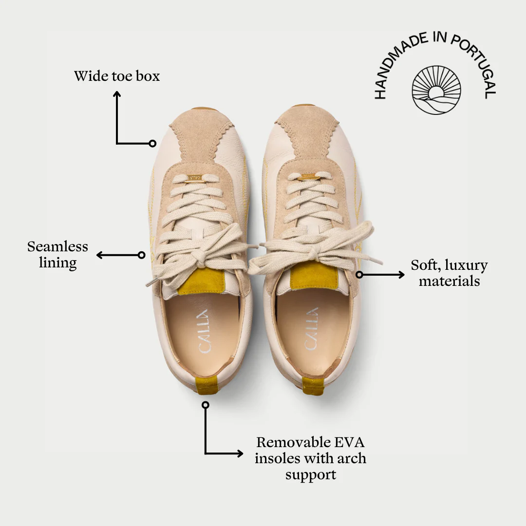 Aurora - Off White & Mustard Wide Fit Sneakers - Image 8