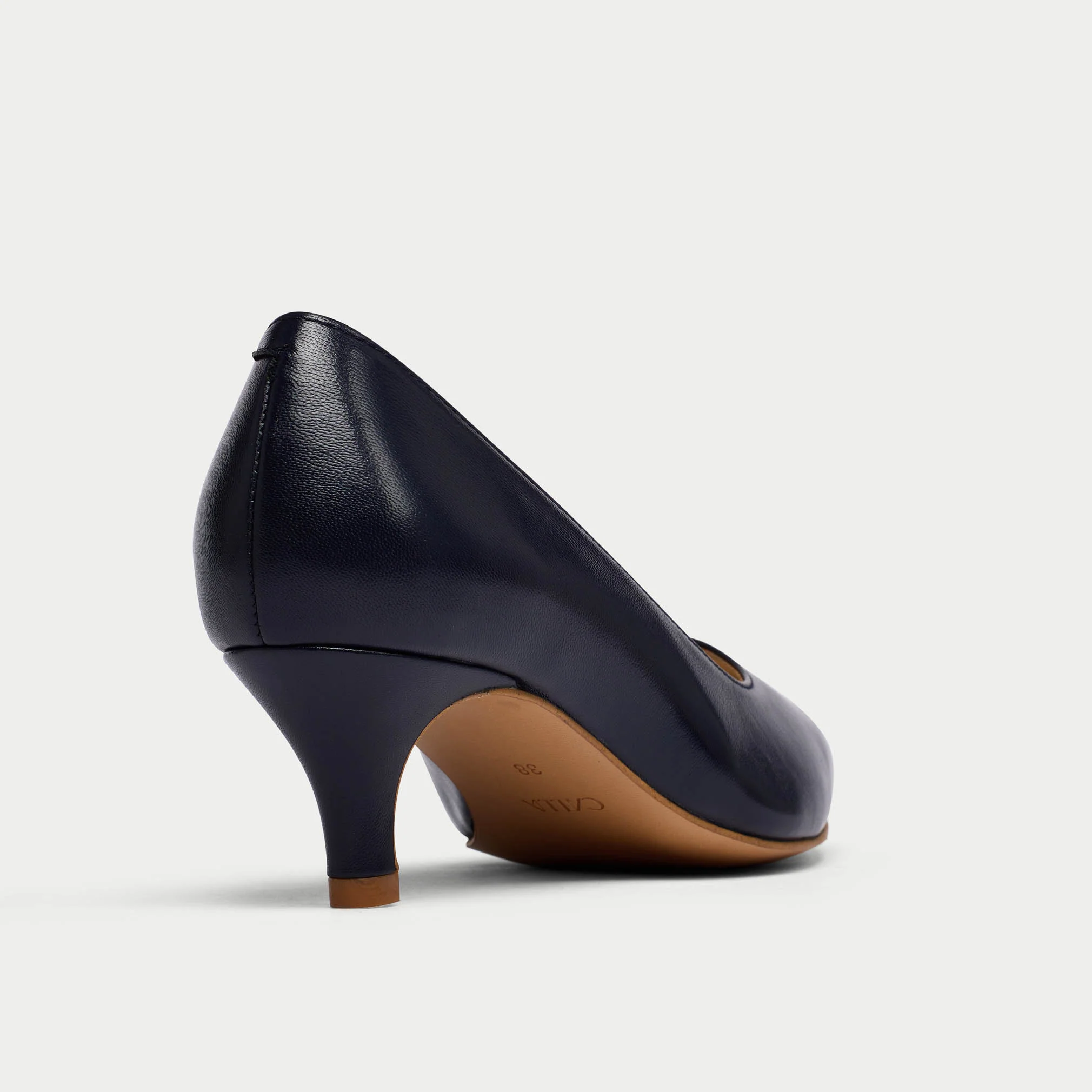 Ava - Navy Leather Pumps - Image 3