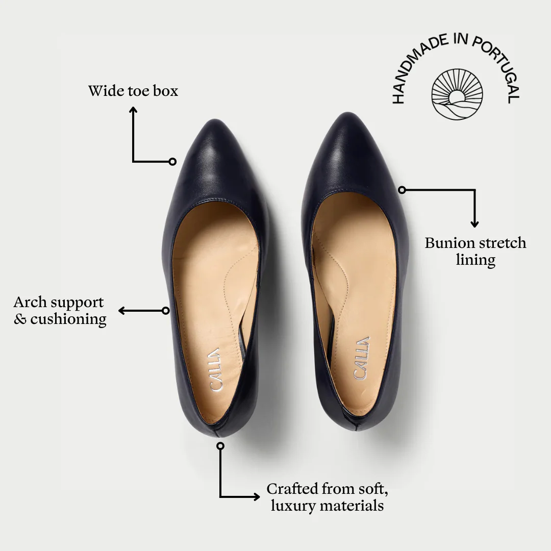 Ava - Navy Leather Pumps - Image 4