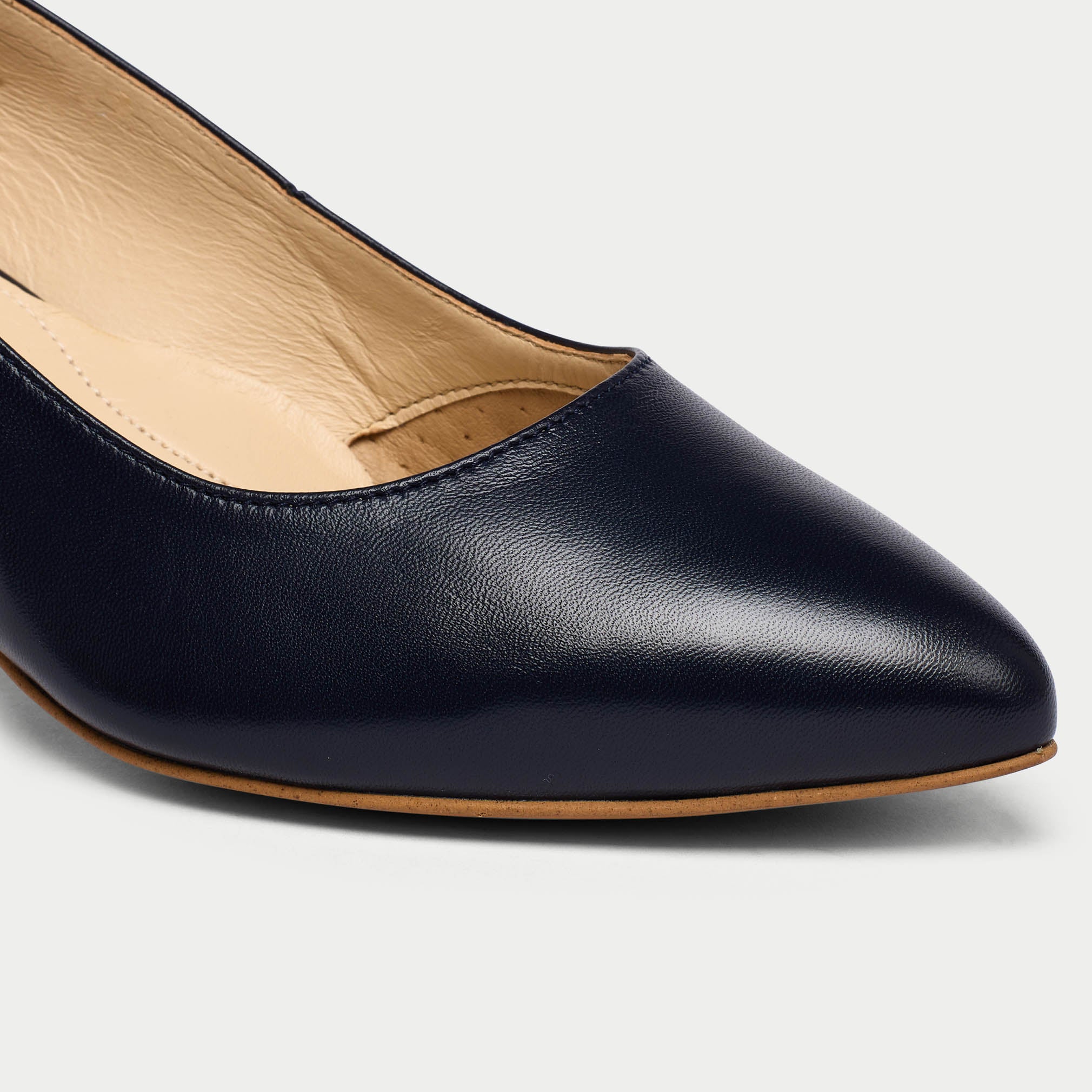 Ava - Navy Leather Pumps - Image 5