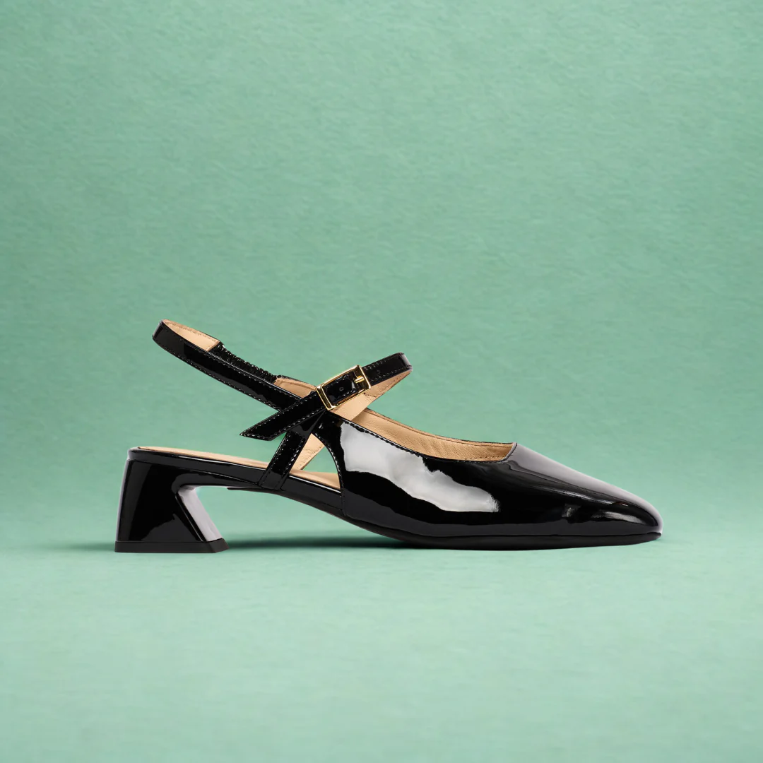 Betty - Black Patent Slingbacks