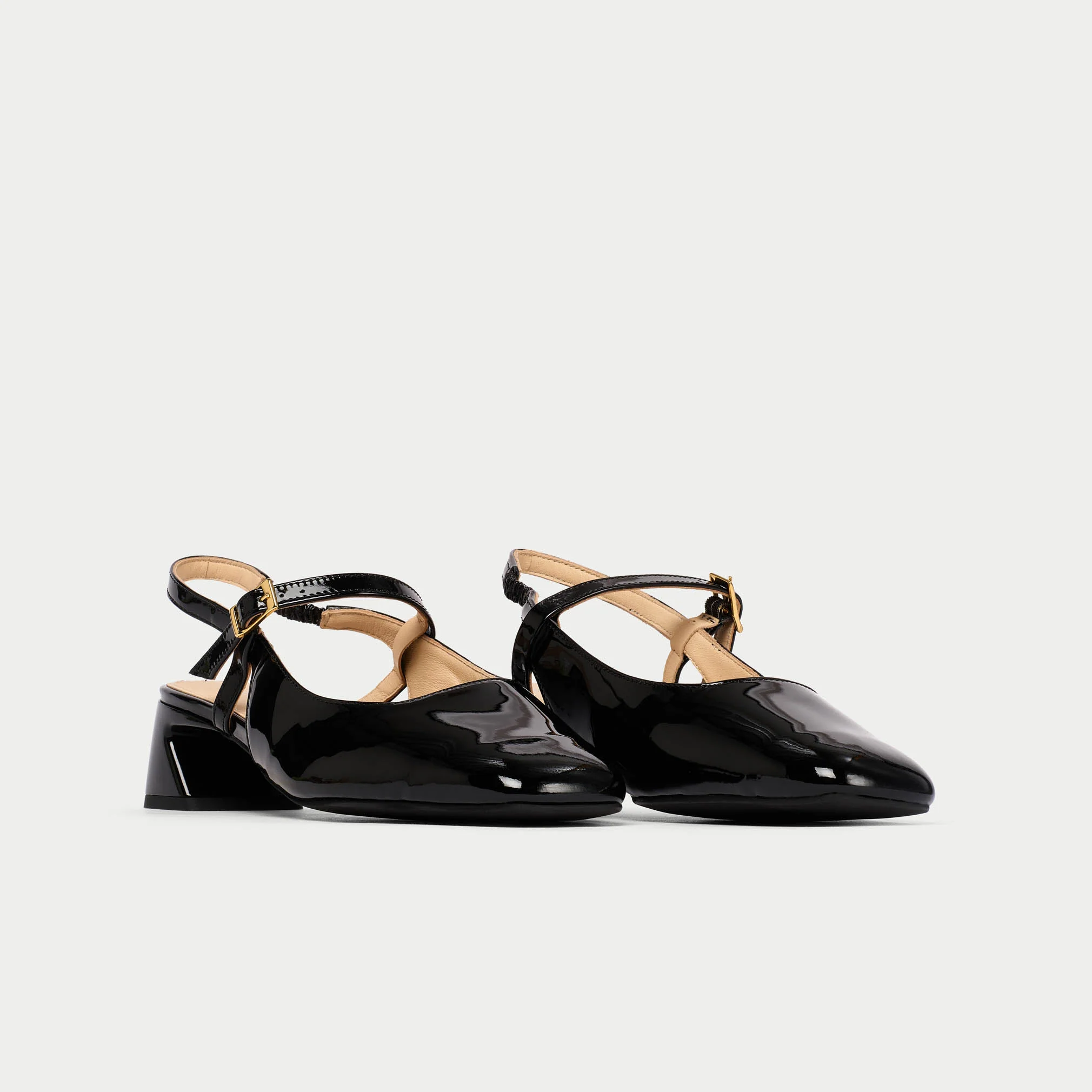 Betty - Black Patent Slingbacks - Image 2