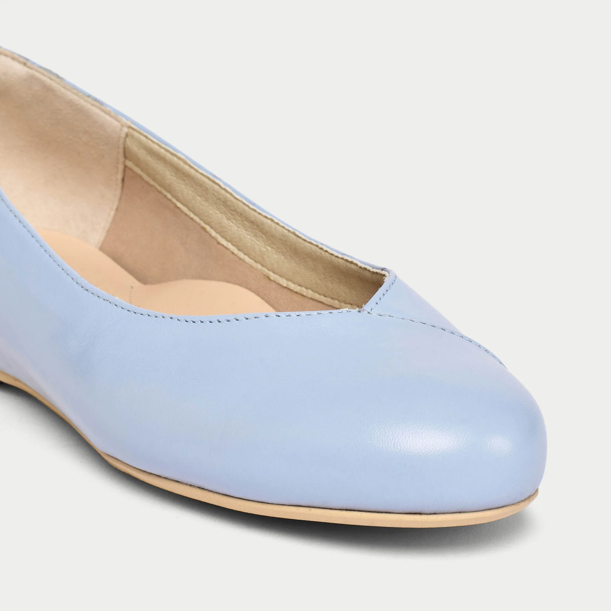 Charlotte - Ice Blue Leather Ballerinas - Image 4