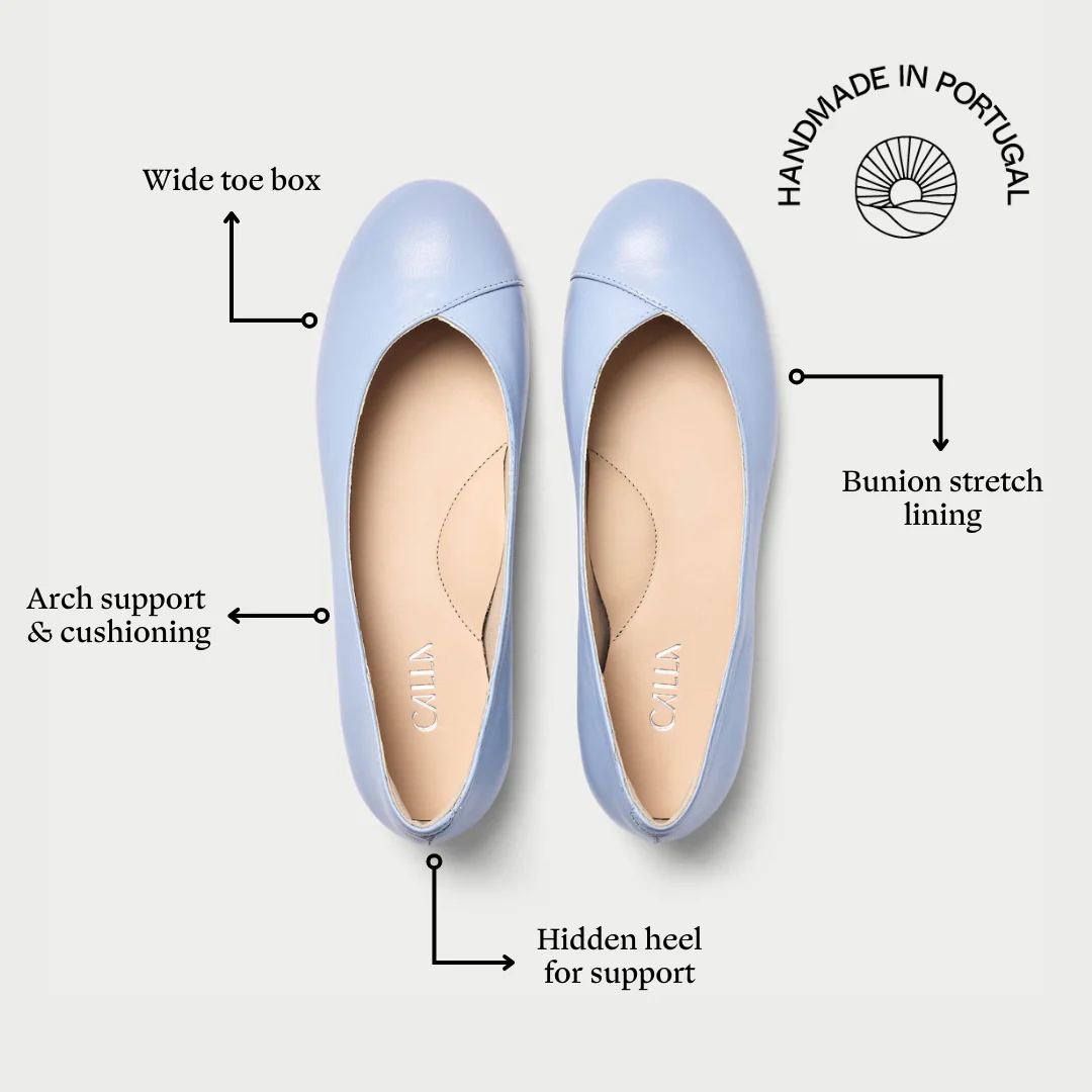 Charlotte - Ice Blue Leather Ballerinas - Image 6