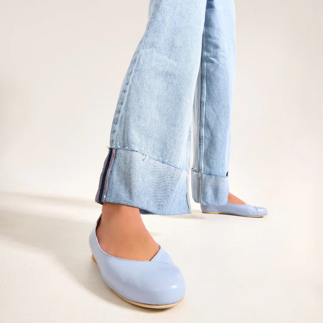 Charlotte - Ice Blue Leather Ballerinas - Image 8
