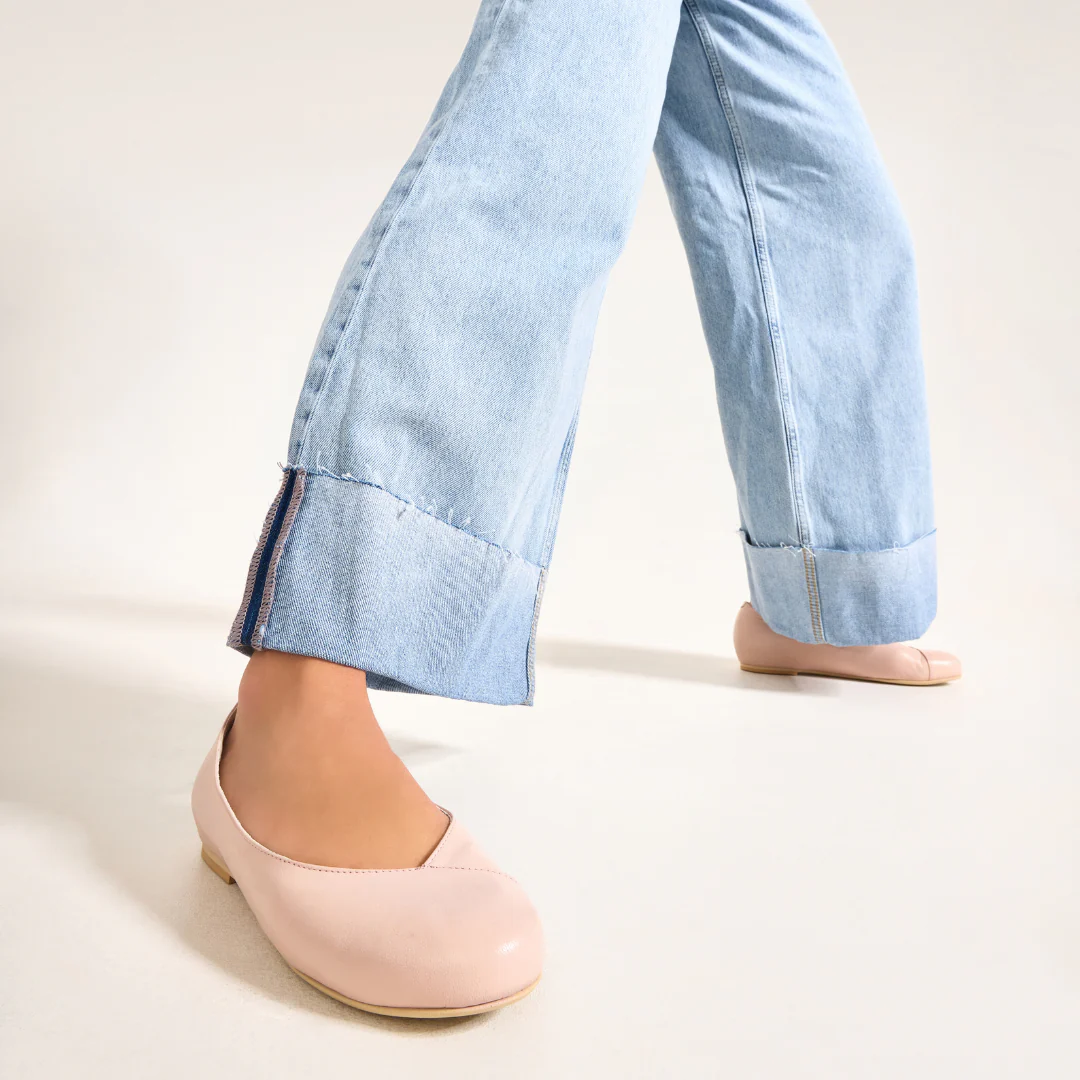 Charlotte - Pale Pink Leather Ballerinas - Image 3
