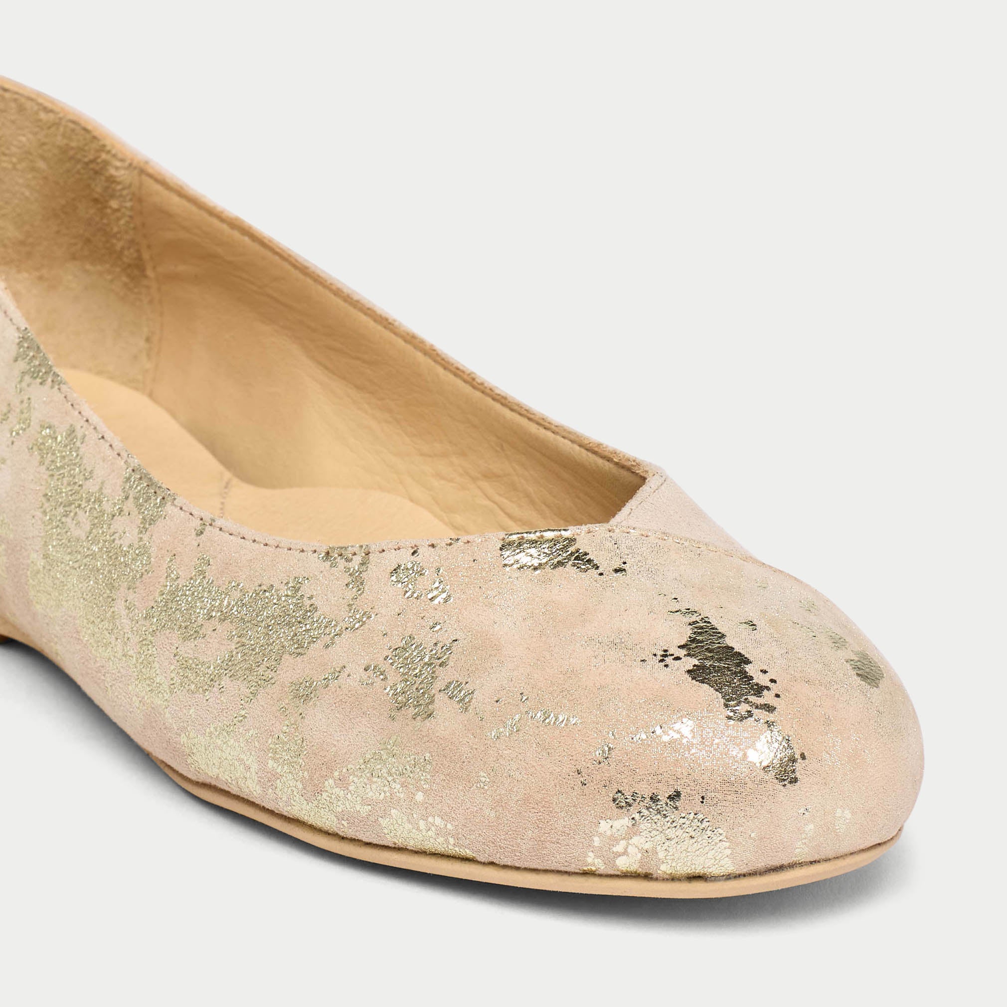 Charlotte - Textured Gold Suede Ballerinas - Image 4