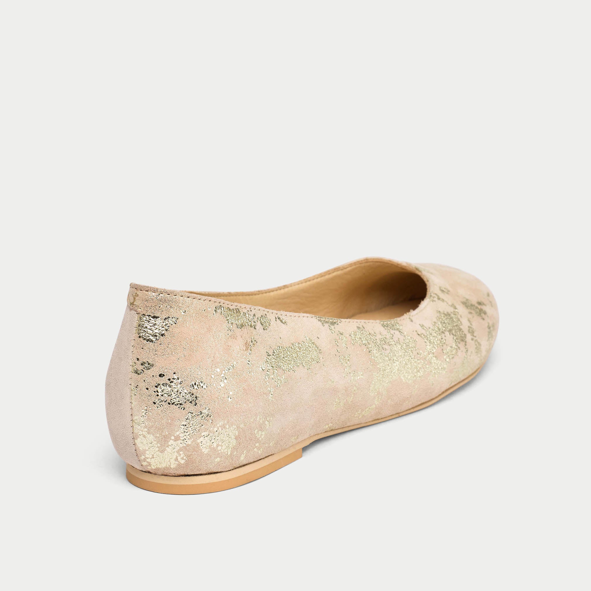 Charlotte - Textured Gold Suede Ballerinas - Image 5