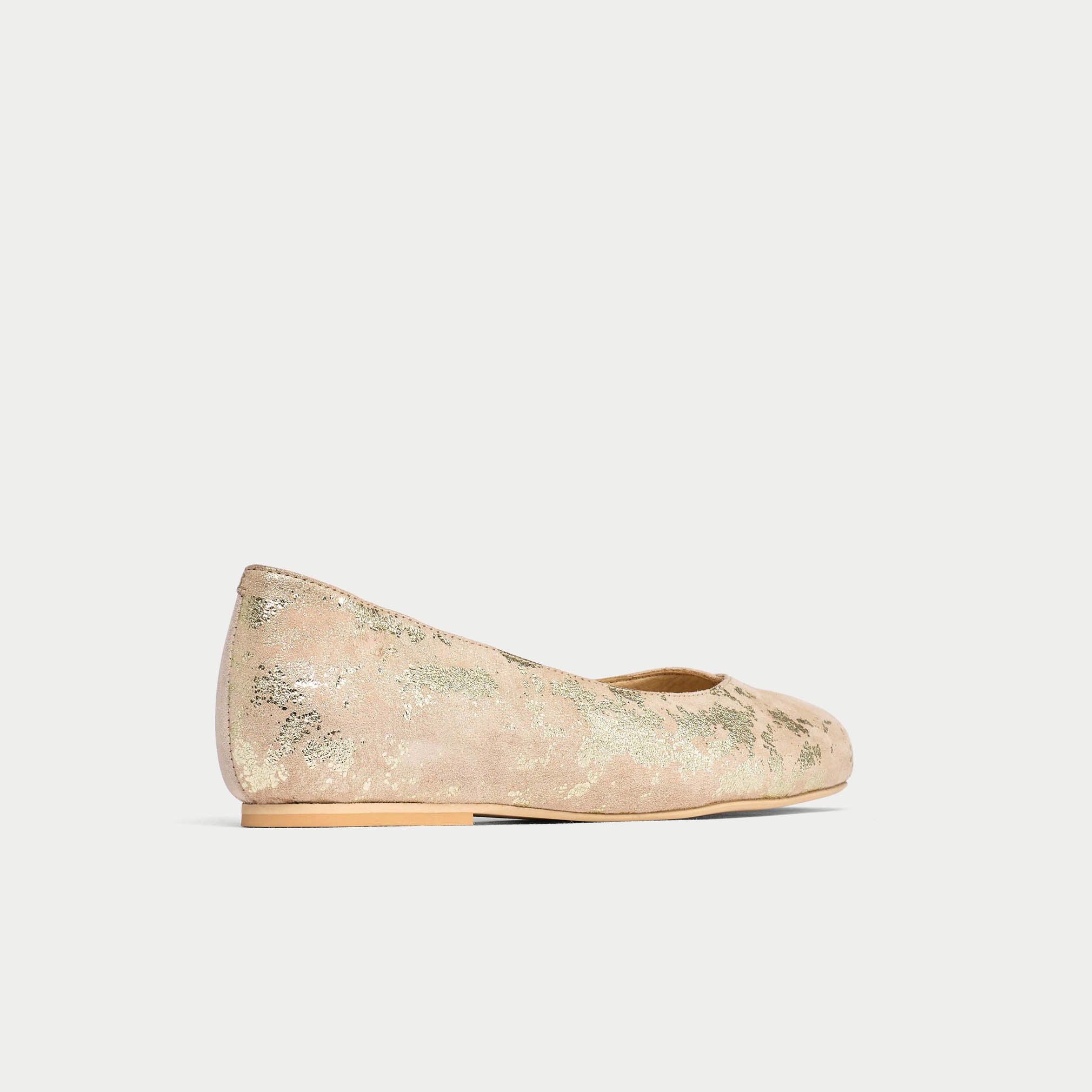 Charlotte - Textured Gold Suede Ballerinas - Image 7