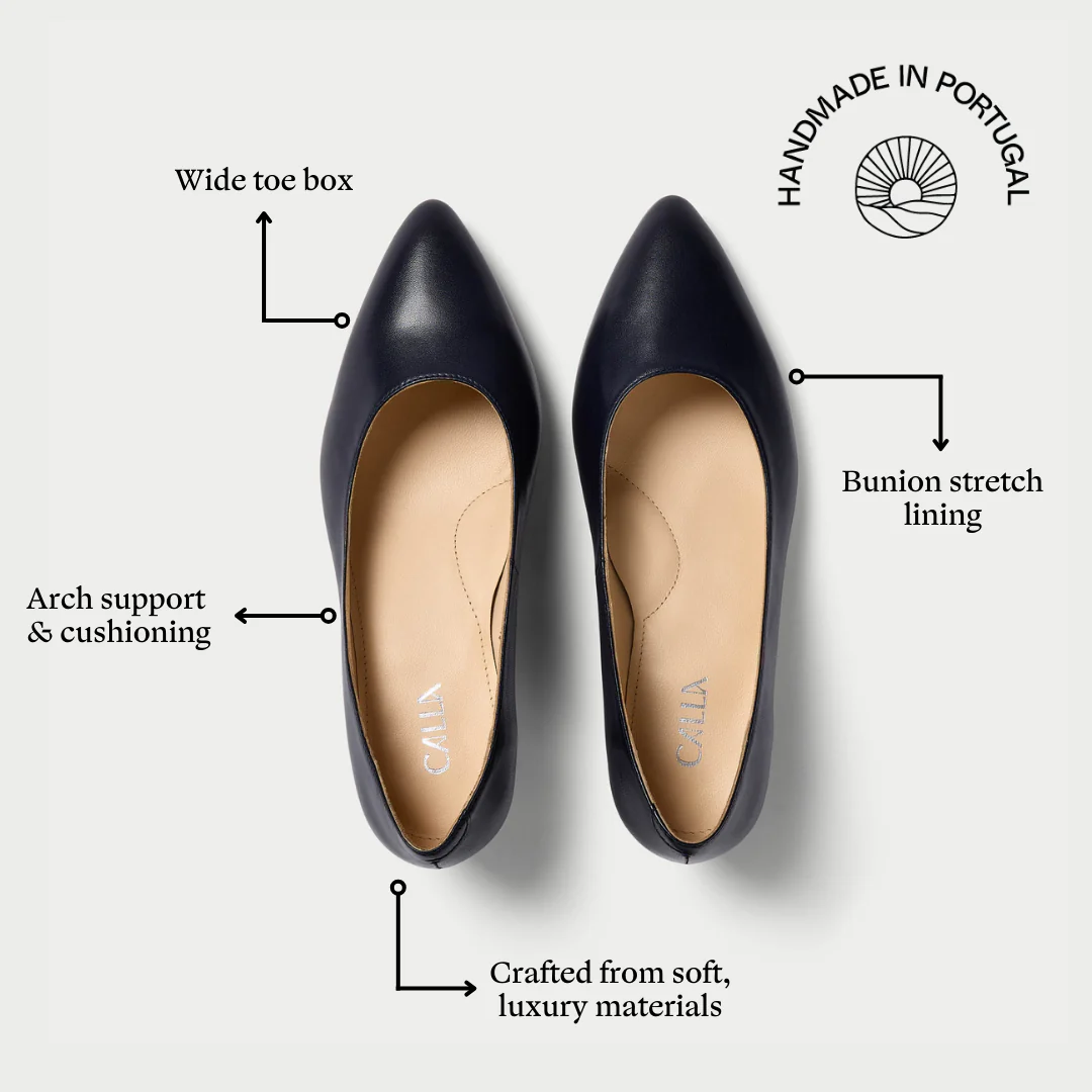 Claudia - Navy Leather Pumps - Image 3