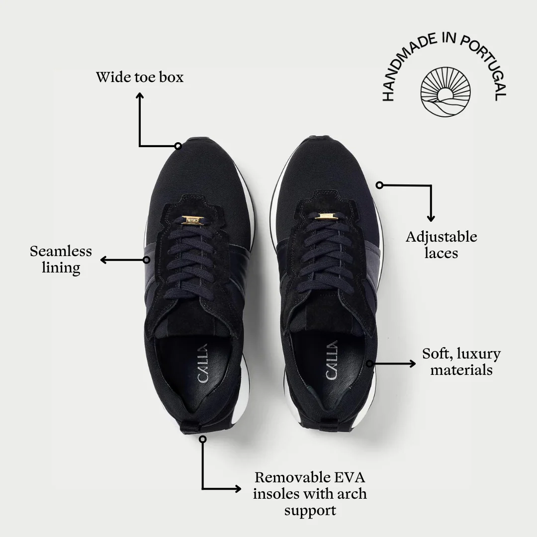 Cosmos - Chunky-Sole Black Wide Fit Sneakers - Image 6