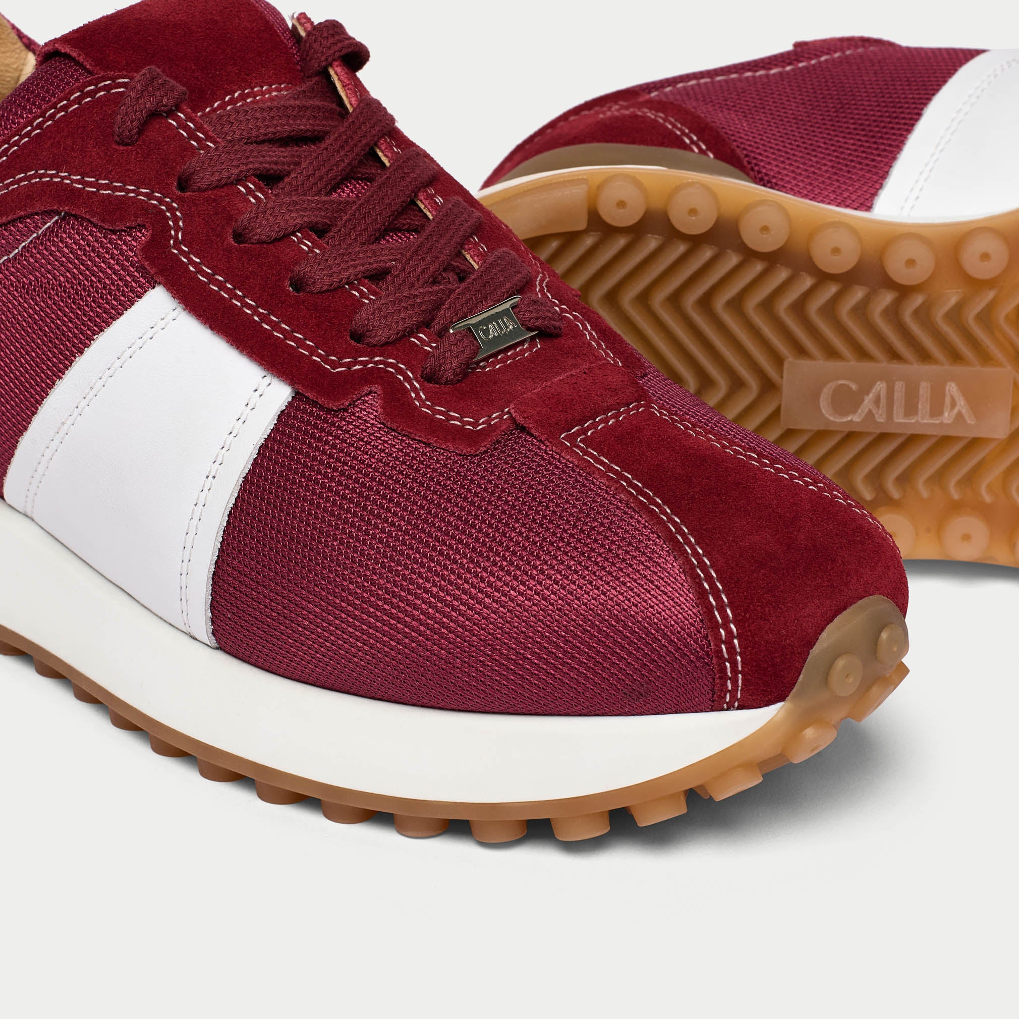 Cosmos - Chunky-Sole Burgundy Wide Fit Sneakers - Image 4