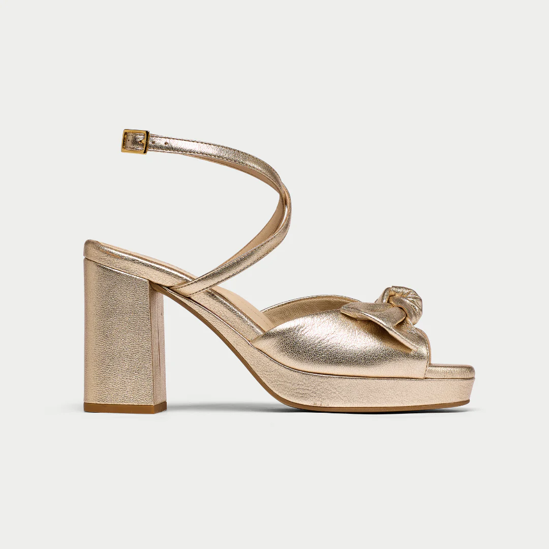 Daisy - Champagne Metallic Block Heels - Image 8