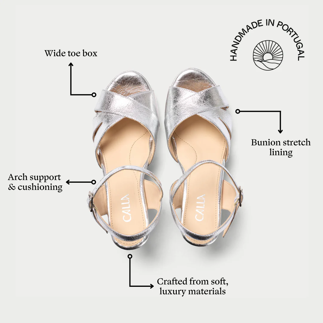 Emily - High-Shine Silver Leather Heeled Sandals - Image 8