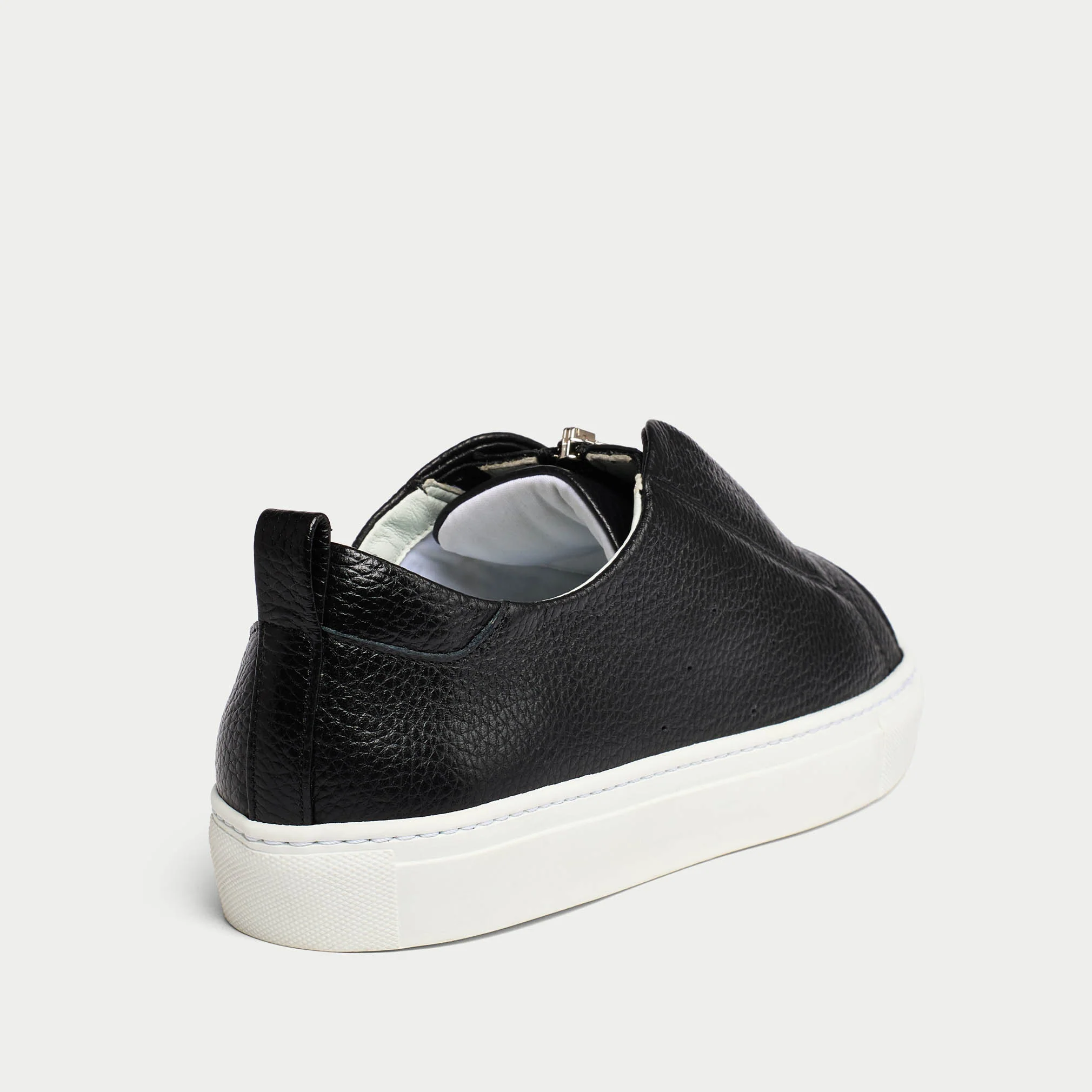 Estella - Black Leather Zip-Up Wide Fit Sneakers - Image 5