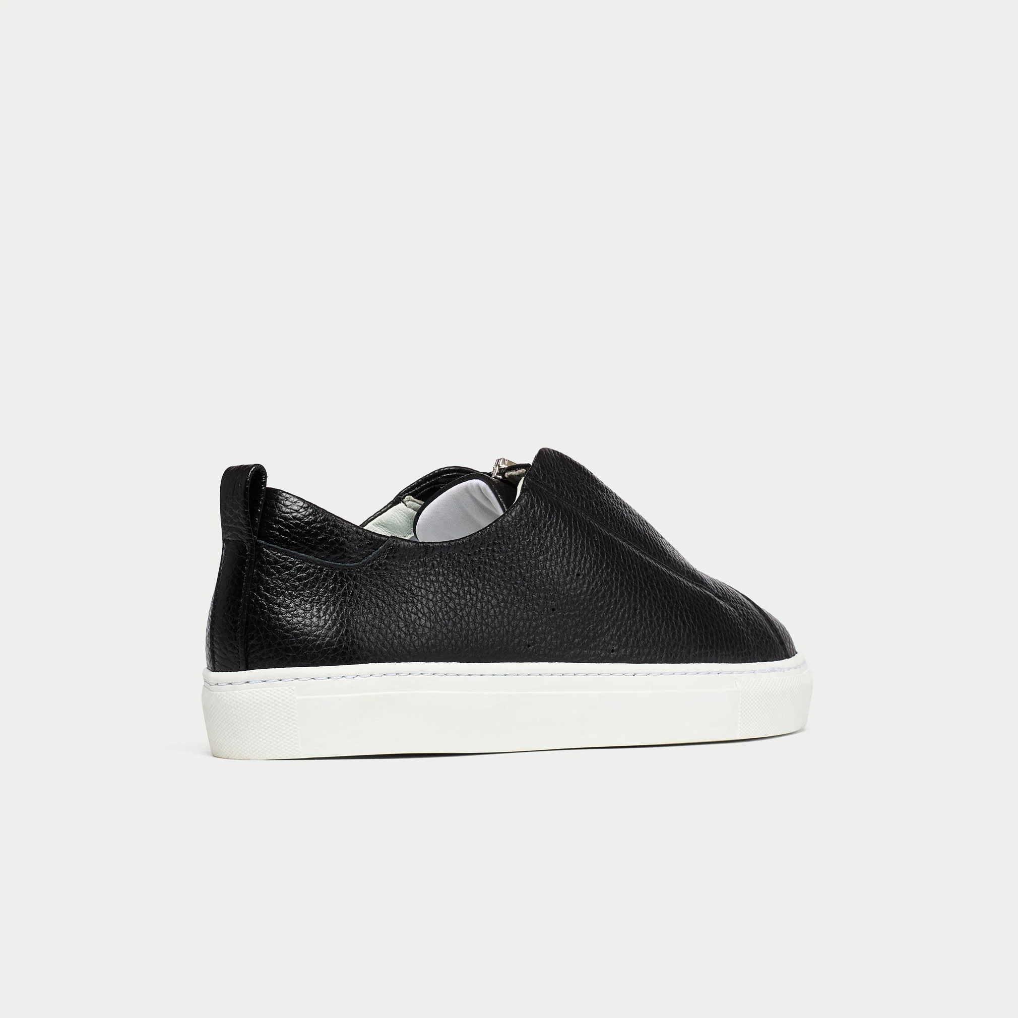 Estella - Black Leather Zip-Up Wide Fit Sneakers - Image 7