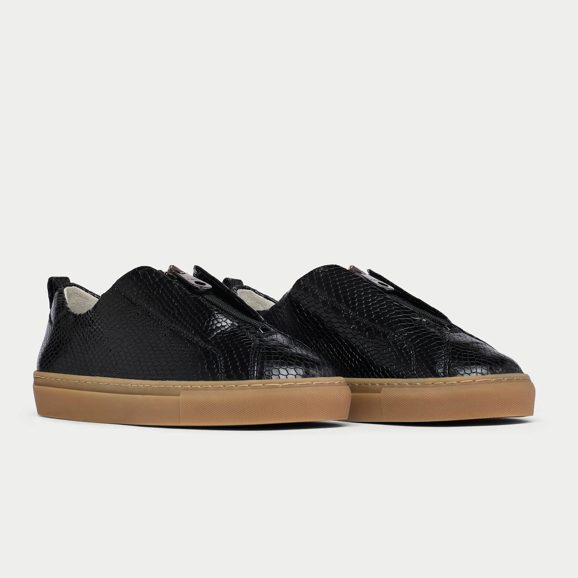 Estella - Black Snake Zip-Up Wide Fit Sneakers - Image 4
