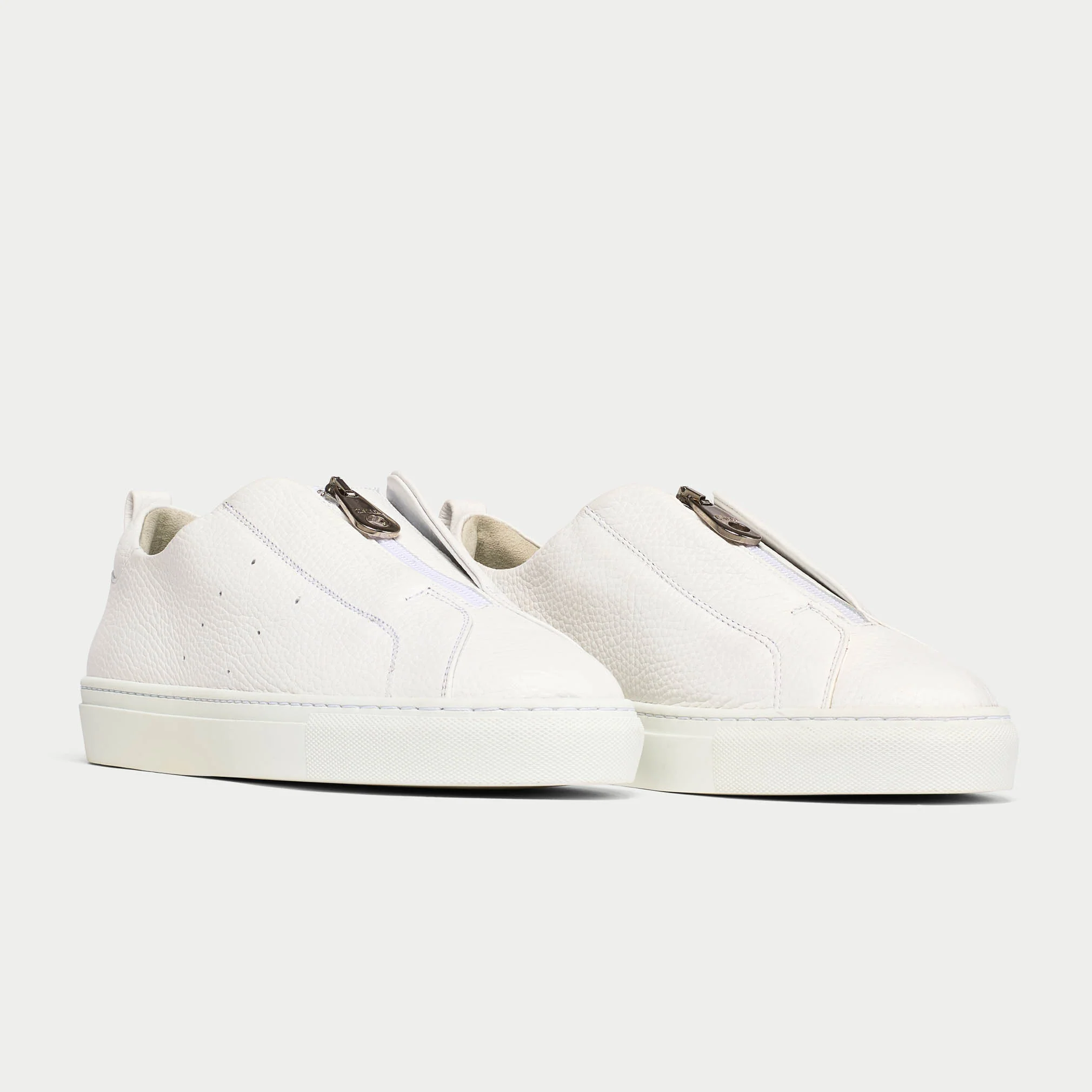Estella - White Leather Zip-Up Wide Fit Sneakers - Image 4