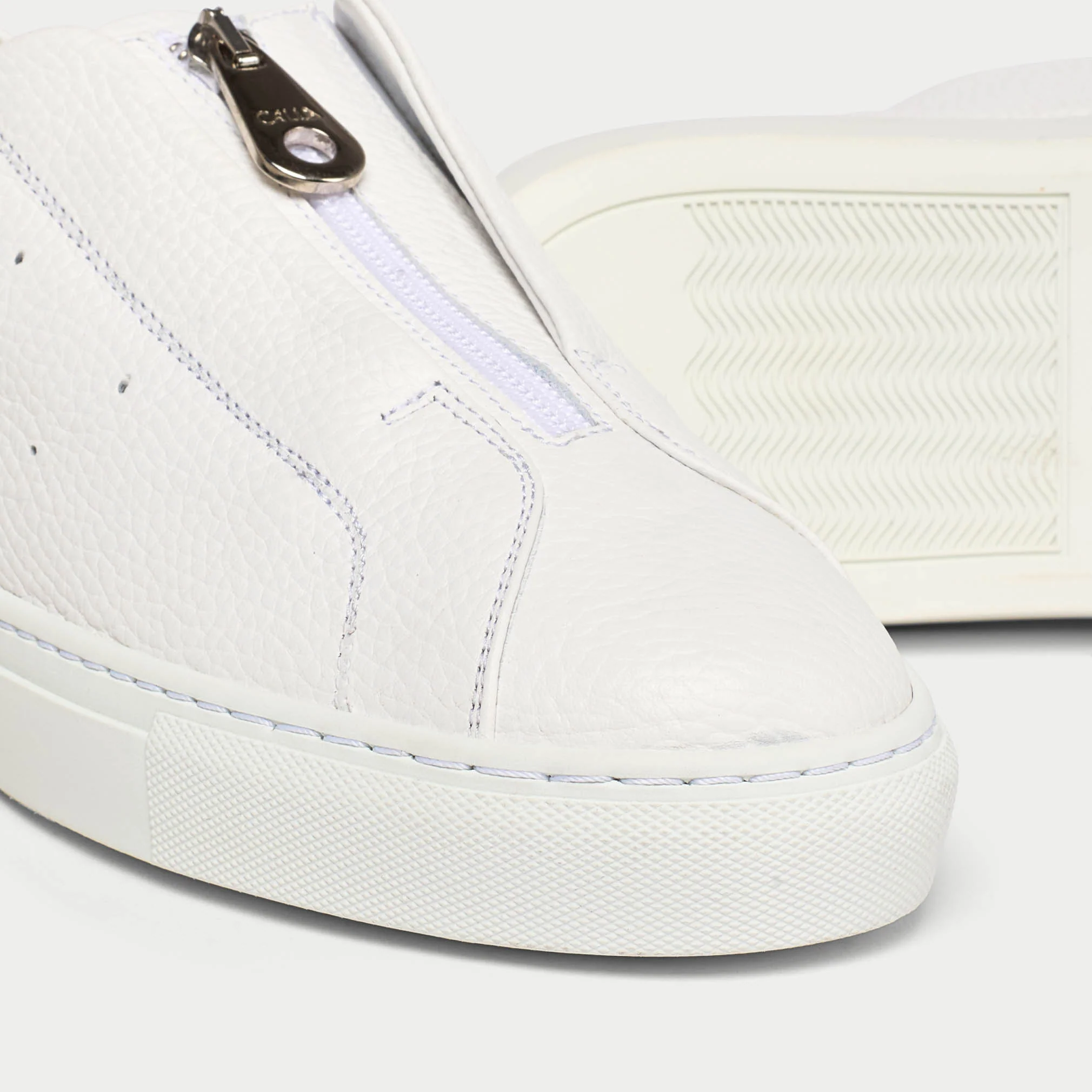 Estella - White Leather Zip-Up Wide Fit Sneakers - Image 6
