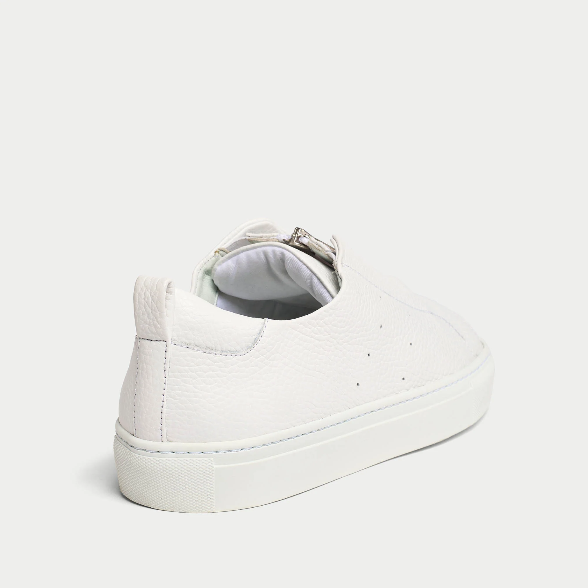 Estella - White Leather Zip-Up Wide Fit Sneakers - Image 8