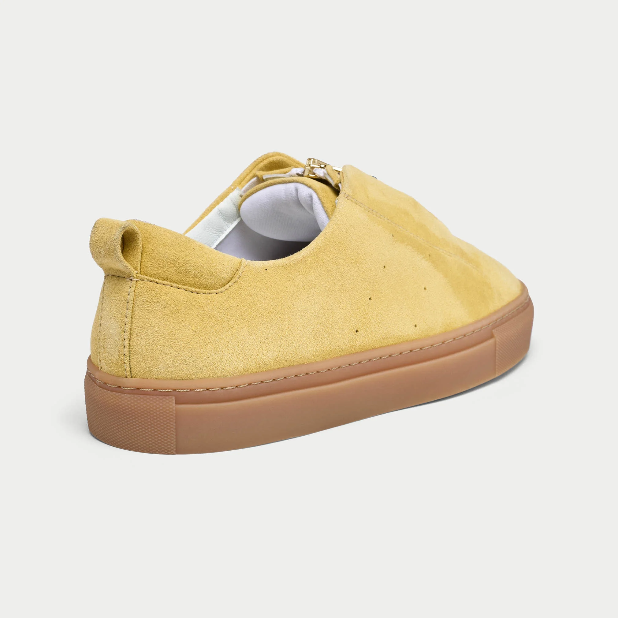 Estella - Yellow Suede Zip-Up Wide Fit Sneakers - Image 4