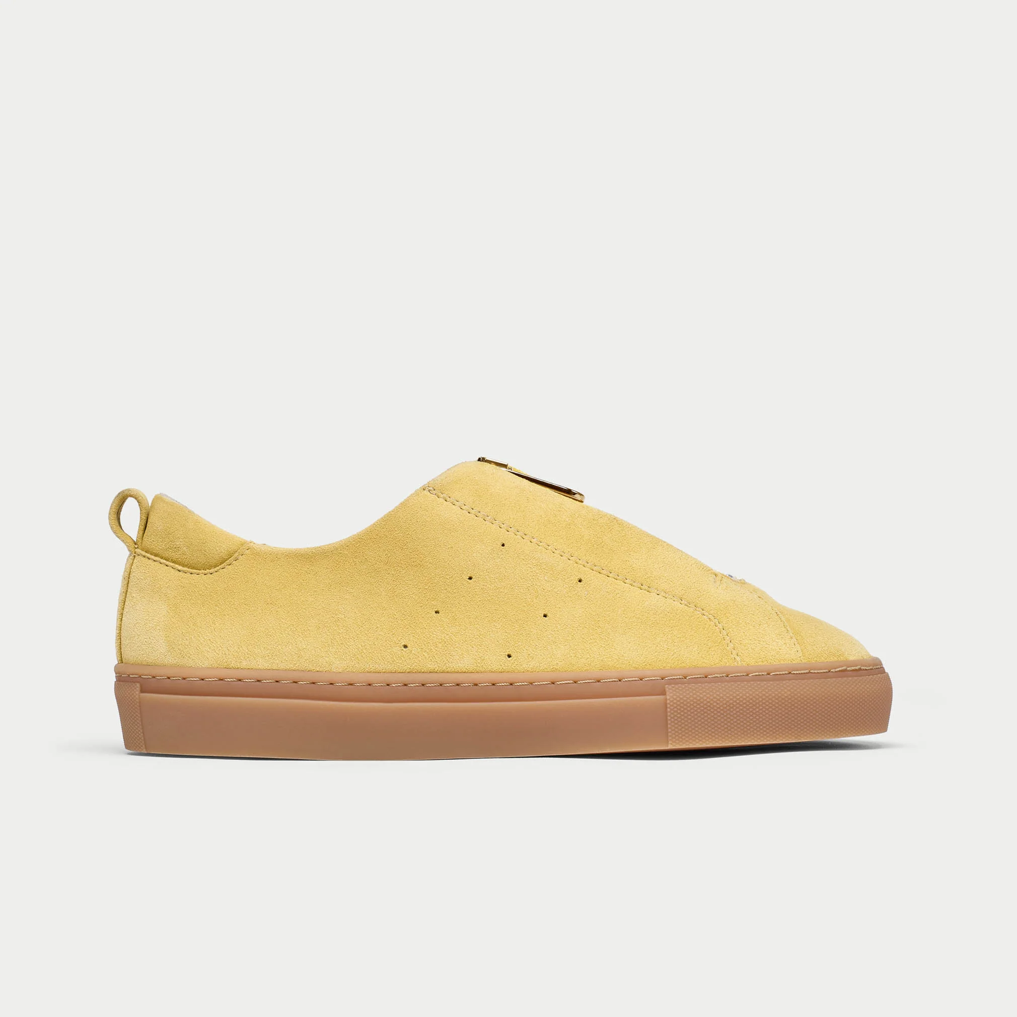 Estella - Yellow Suede Zip-Up Wide Fit Sneakers - Image 7