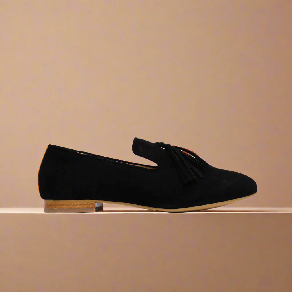 Freya - Black Suede Loafers