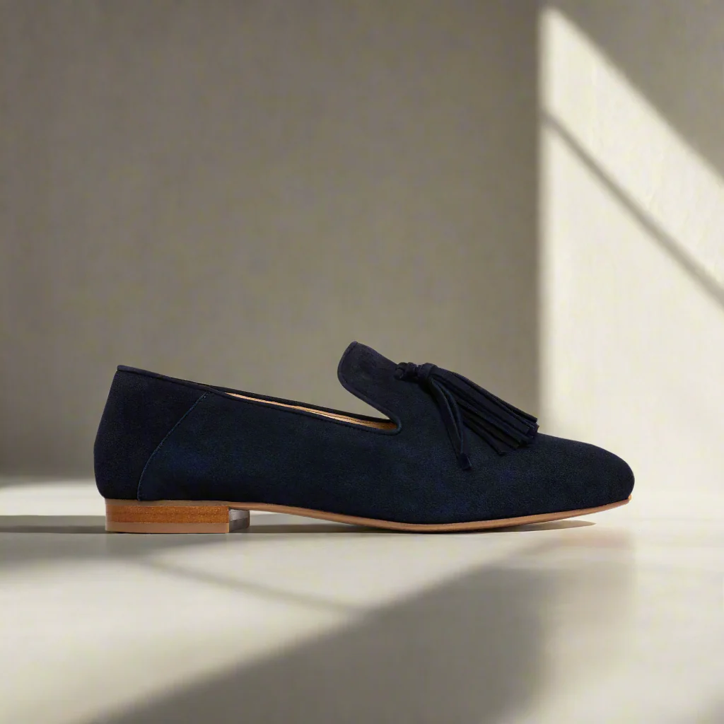 Freya - Deep Navy Suede Loafers