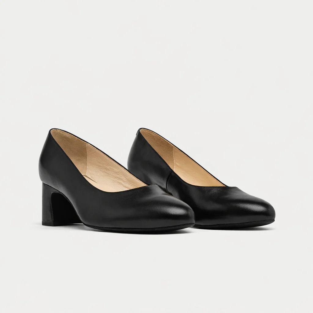 Hallie - Black Leather Pumps - Image 2