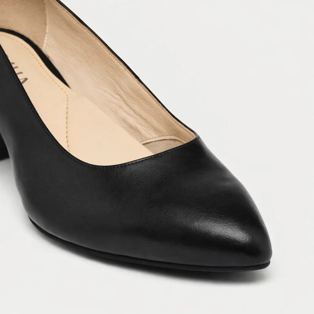 Hallie - Black Leather Pumps - Image 3