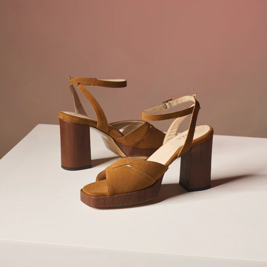 Heather - Tan Suede Block Heels