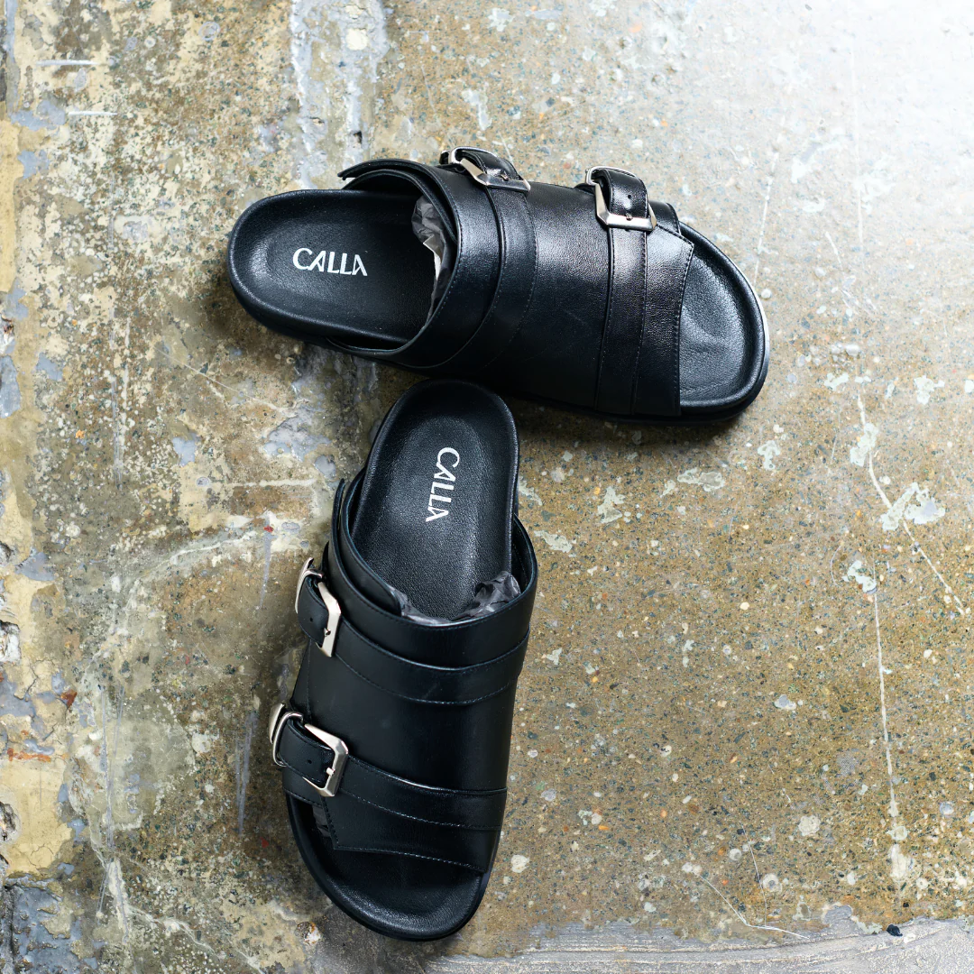 Lily - Black Leather Sandals - Image 12