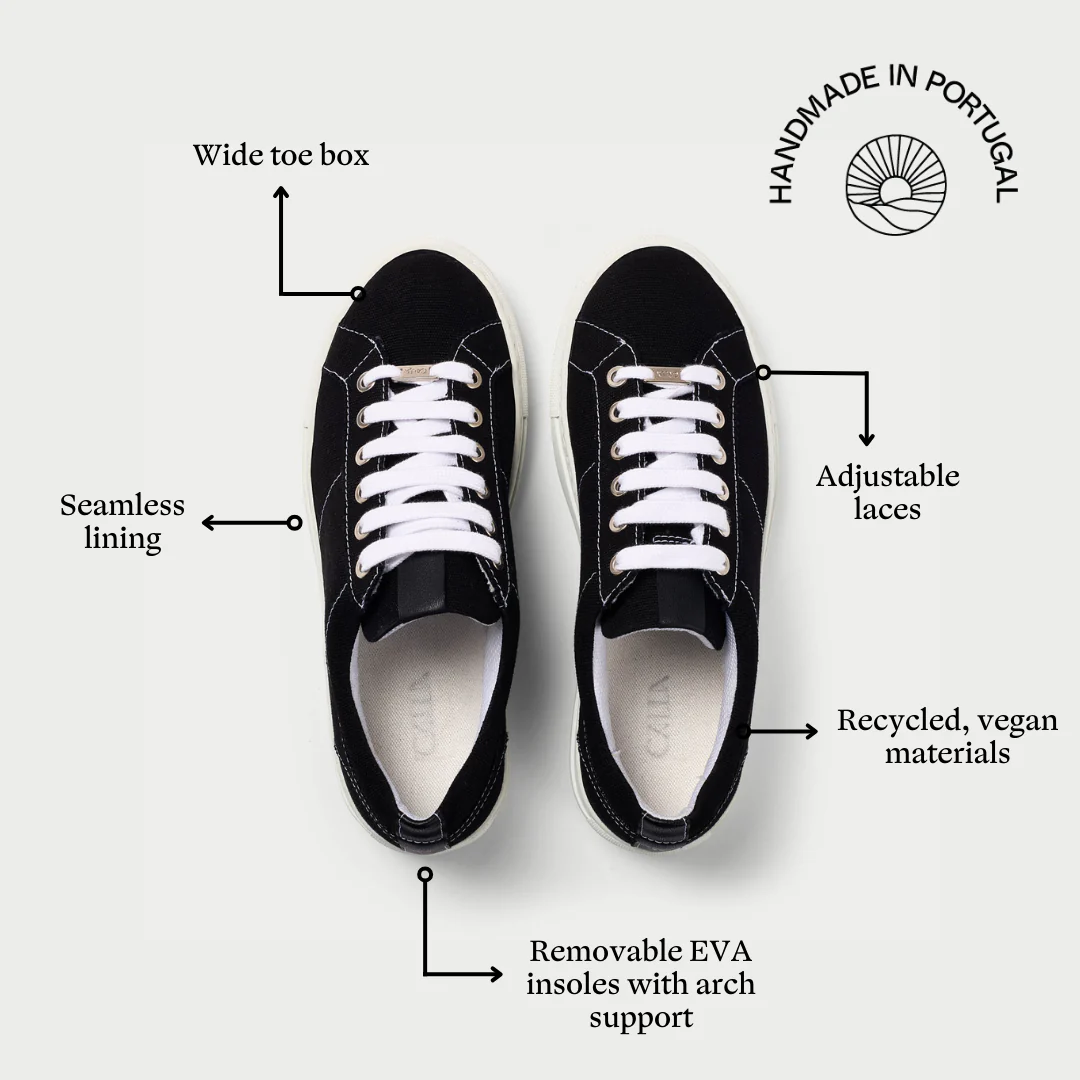 Luna Vegan - Black Wide Fit Sneakers - Image 7