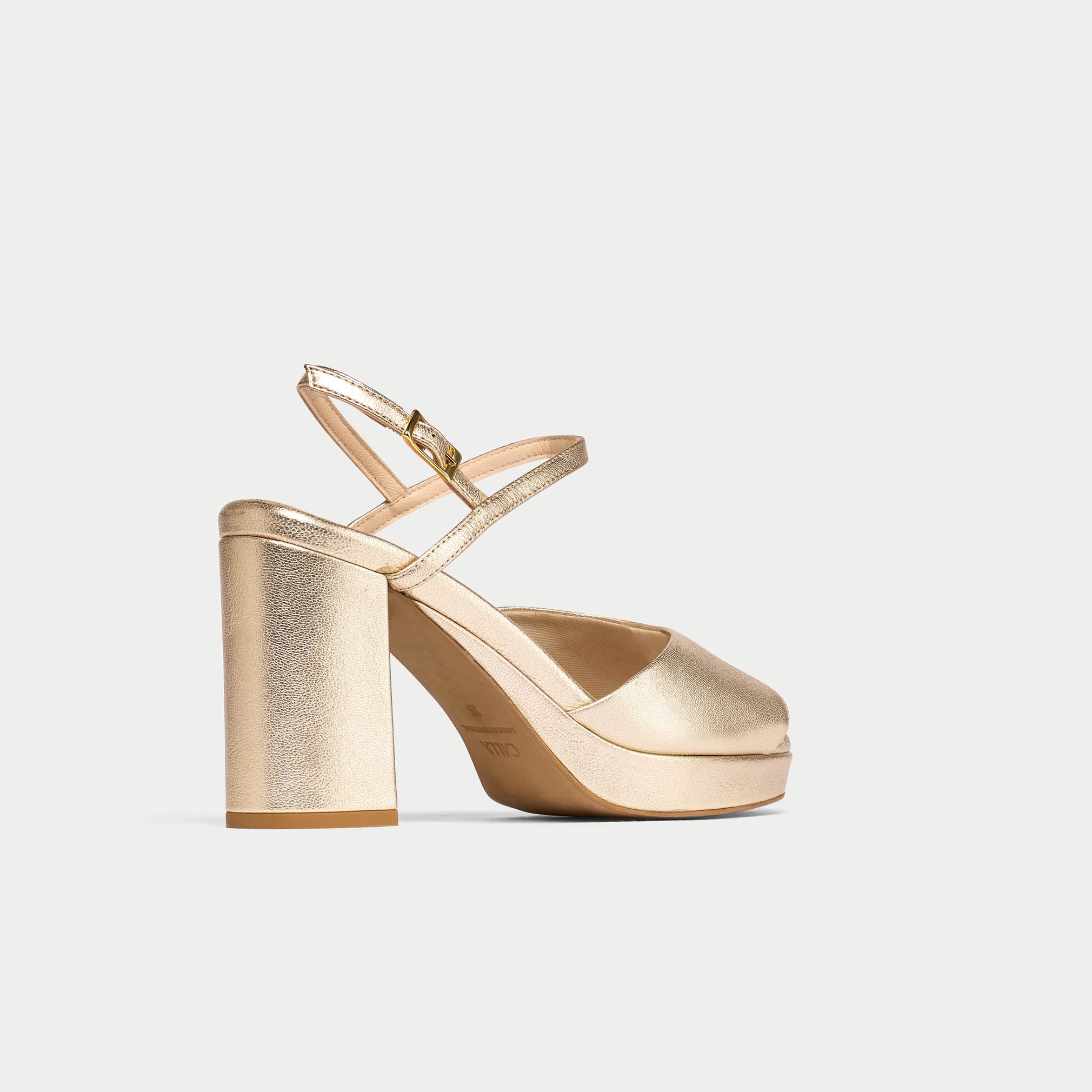 Margot - Champagne Leather Block Heels - Image 8