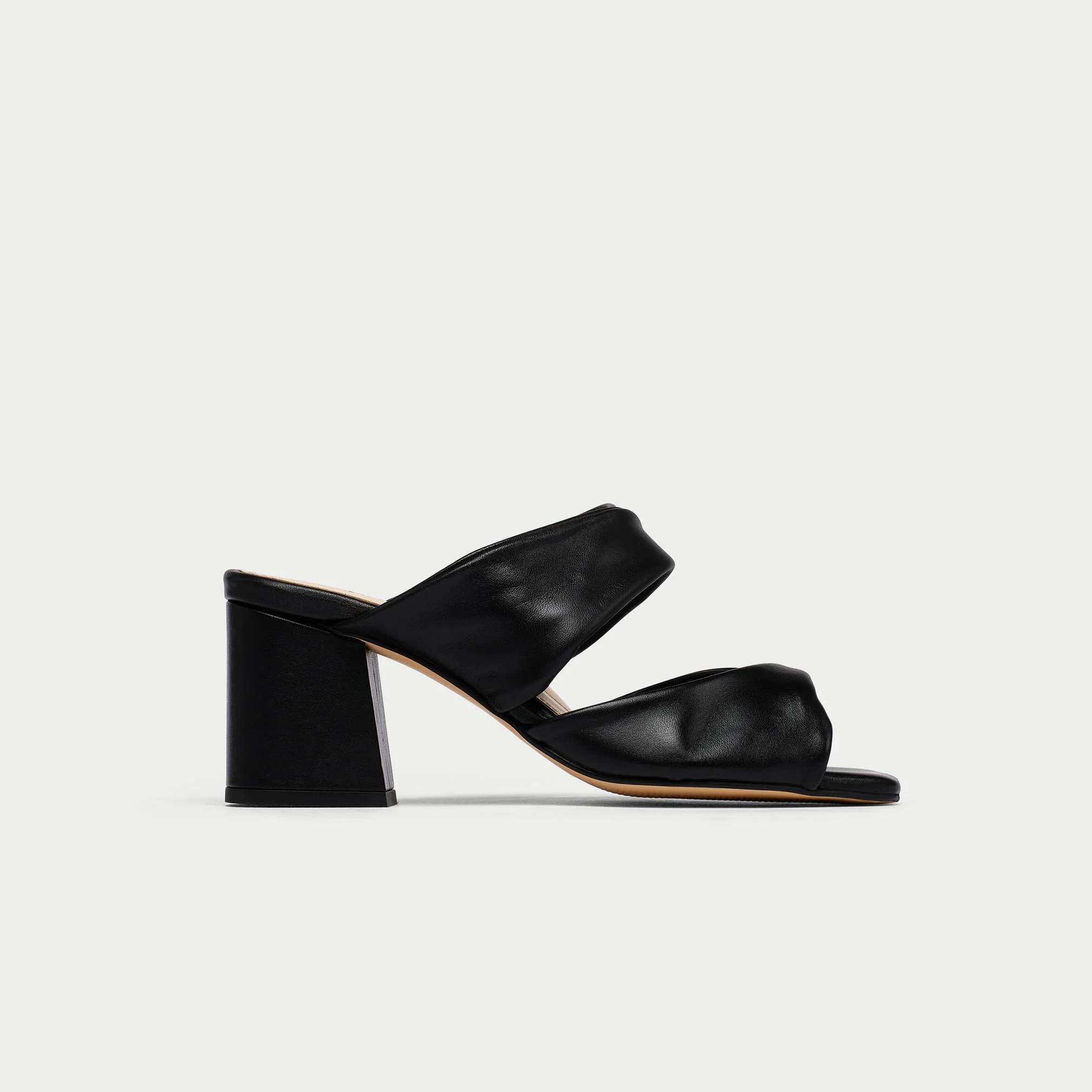 Mia - Black Leather Mules