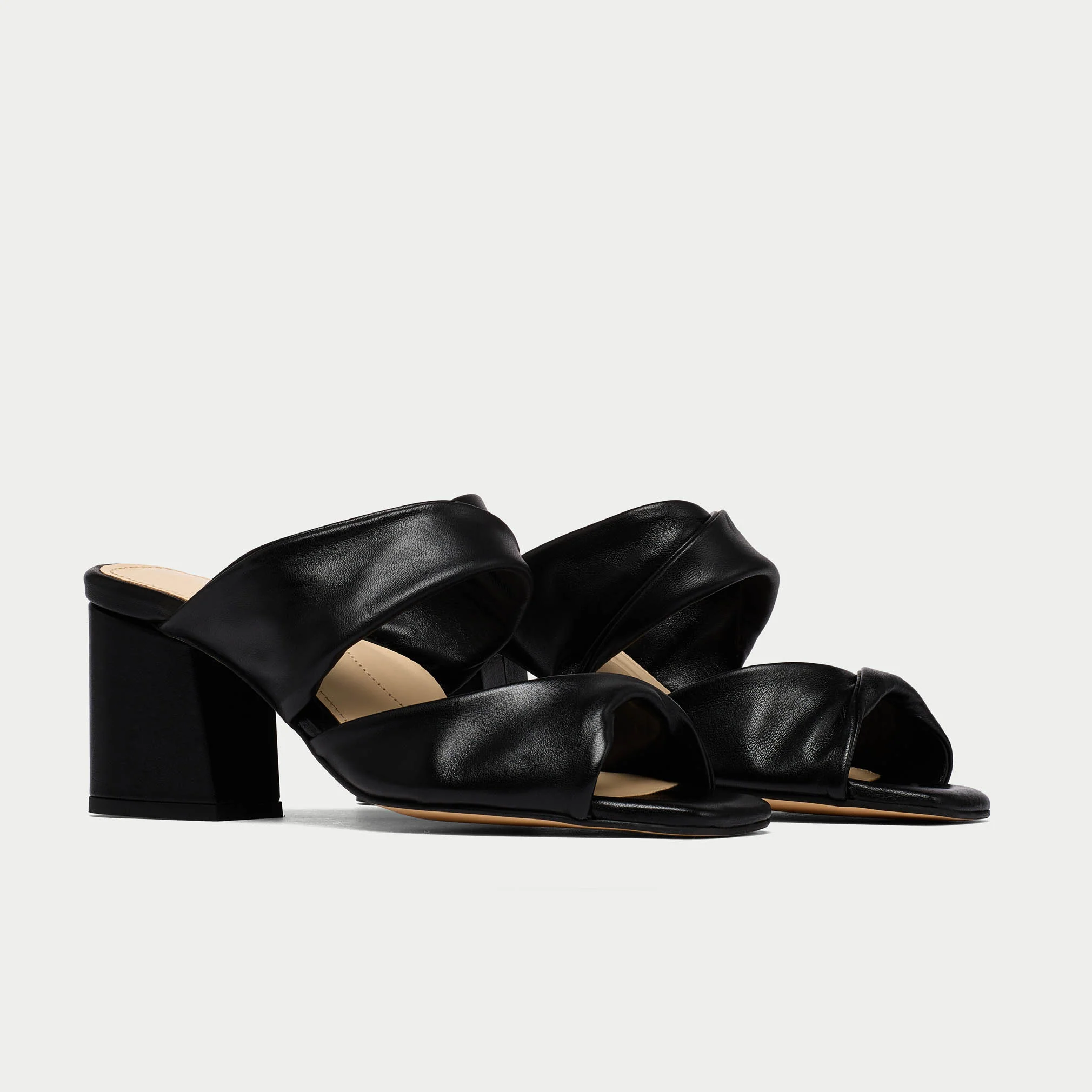 Mia - Black Leather Mules - Image 2