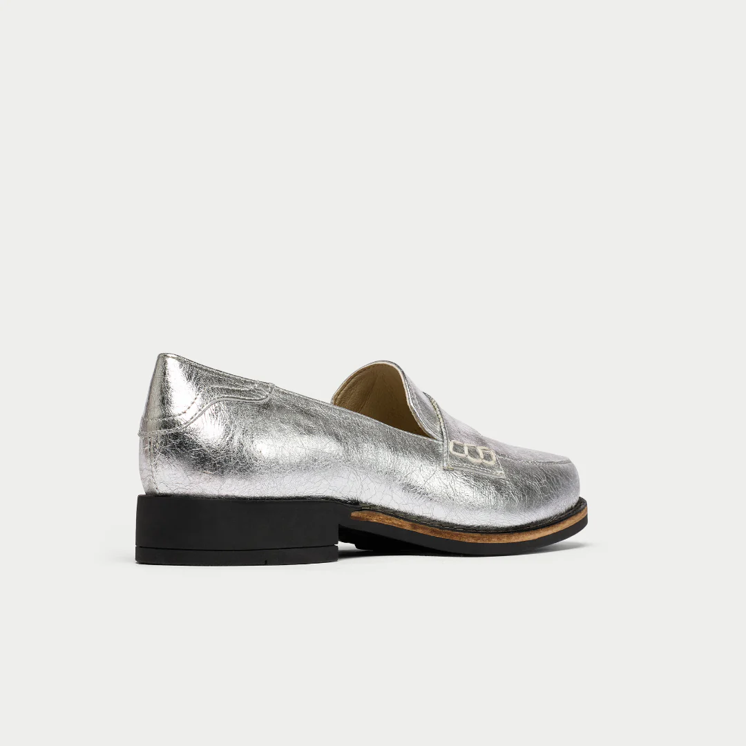 Nadia - Silver Leather Loafers - Image 4