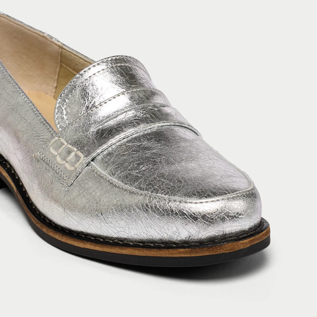 Nadia - Silver Leather Loafers - Image 5