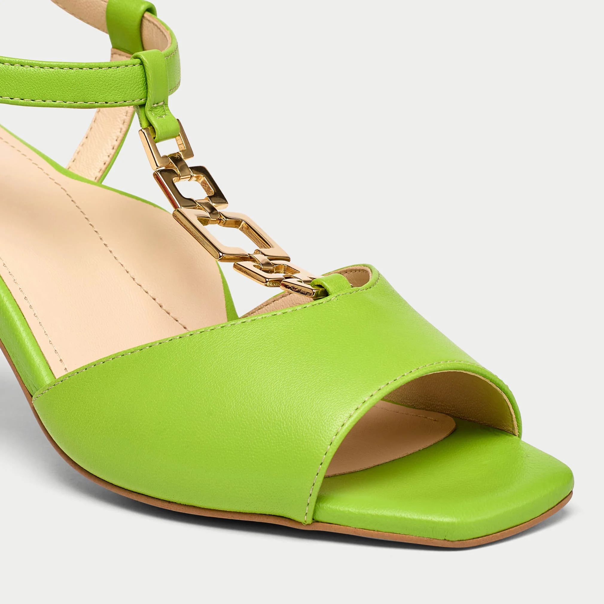 Pamela - Lime Green Leather Heels - Image 5